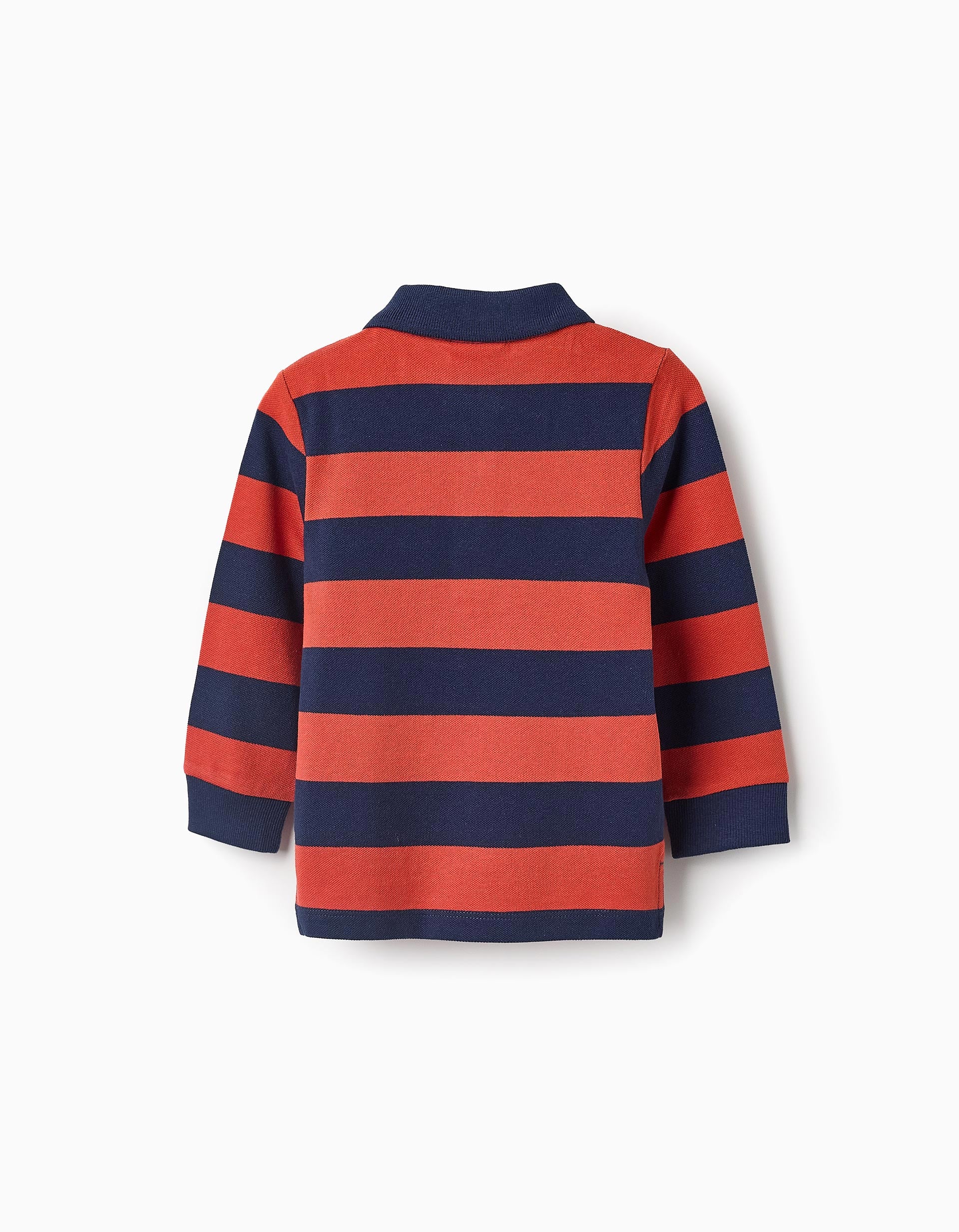 Polo de Algodón a Rayas para Bebé Niño, Naranja/Azul Oscuro