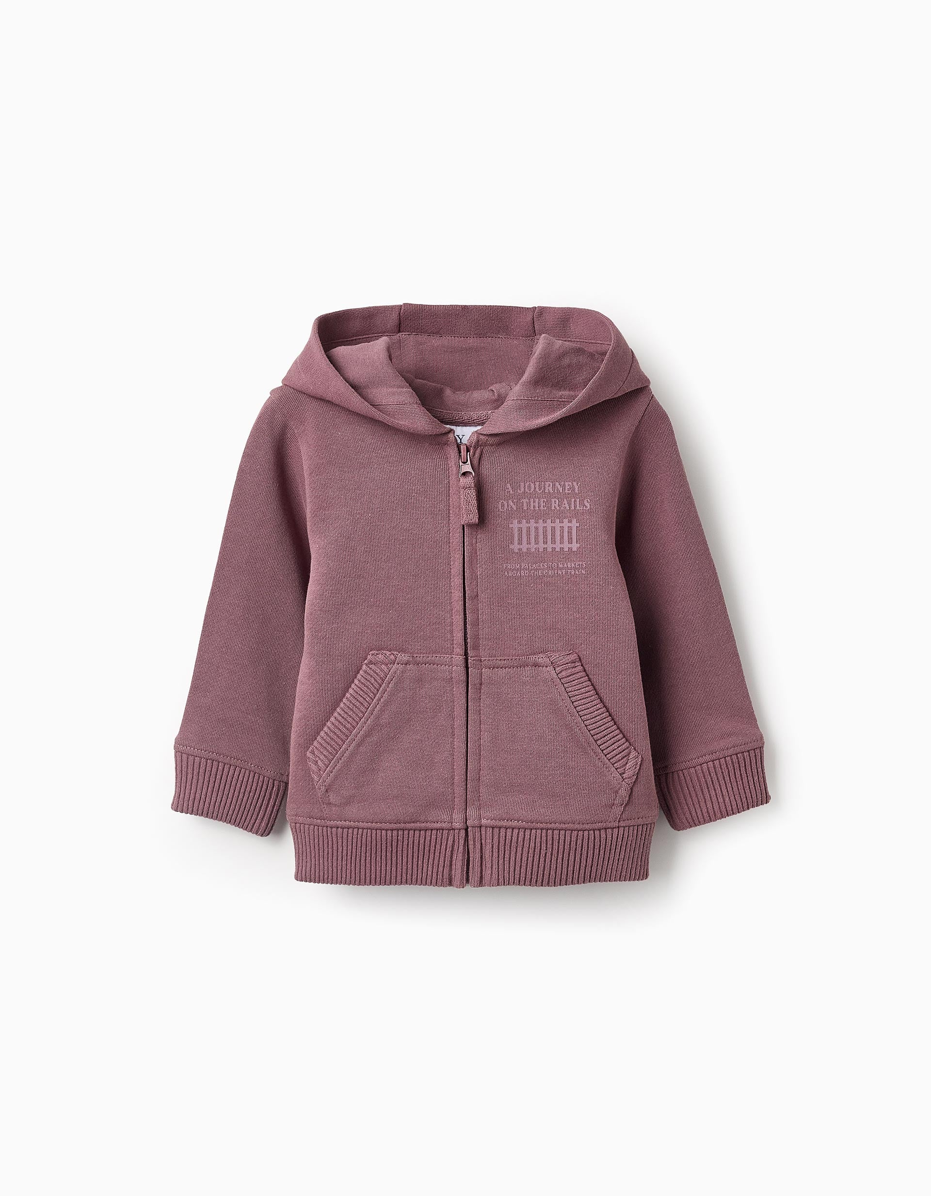 Cotton Hooded Jacket for Baby Boys 'Rails', Mauve