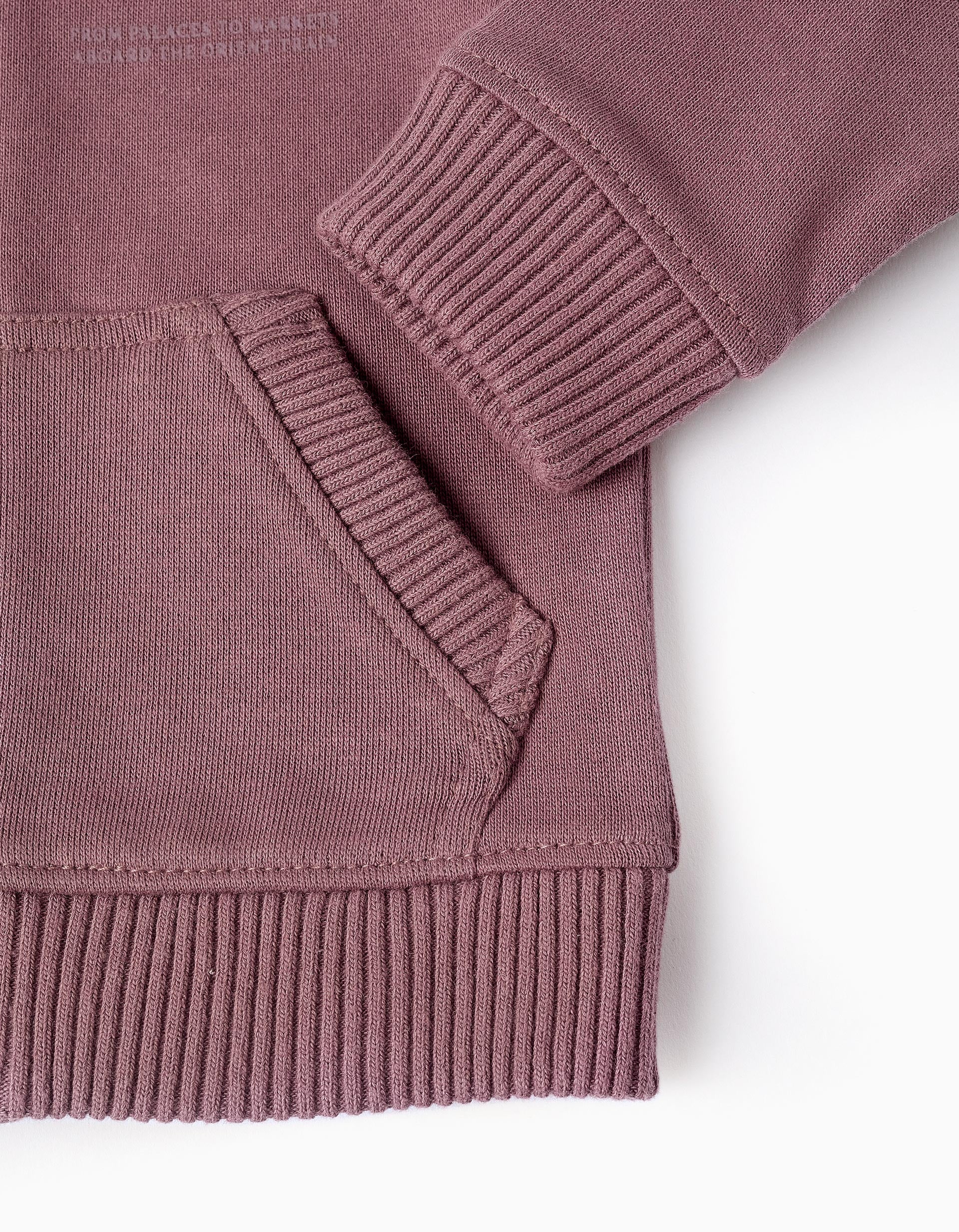 Veste en Coton avec Capuche pour Bébé Garçon 'Rails', Mauve