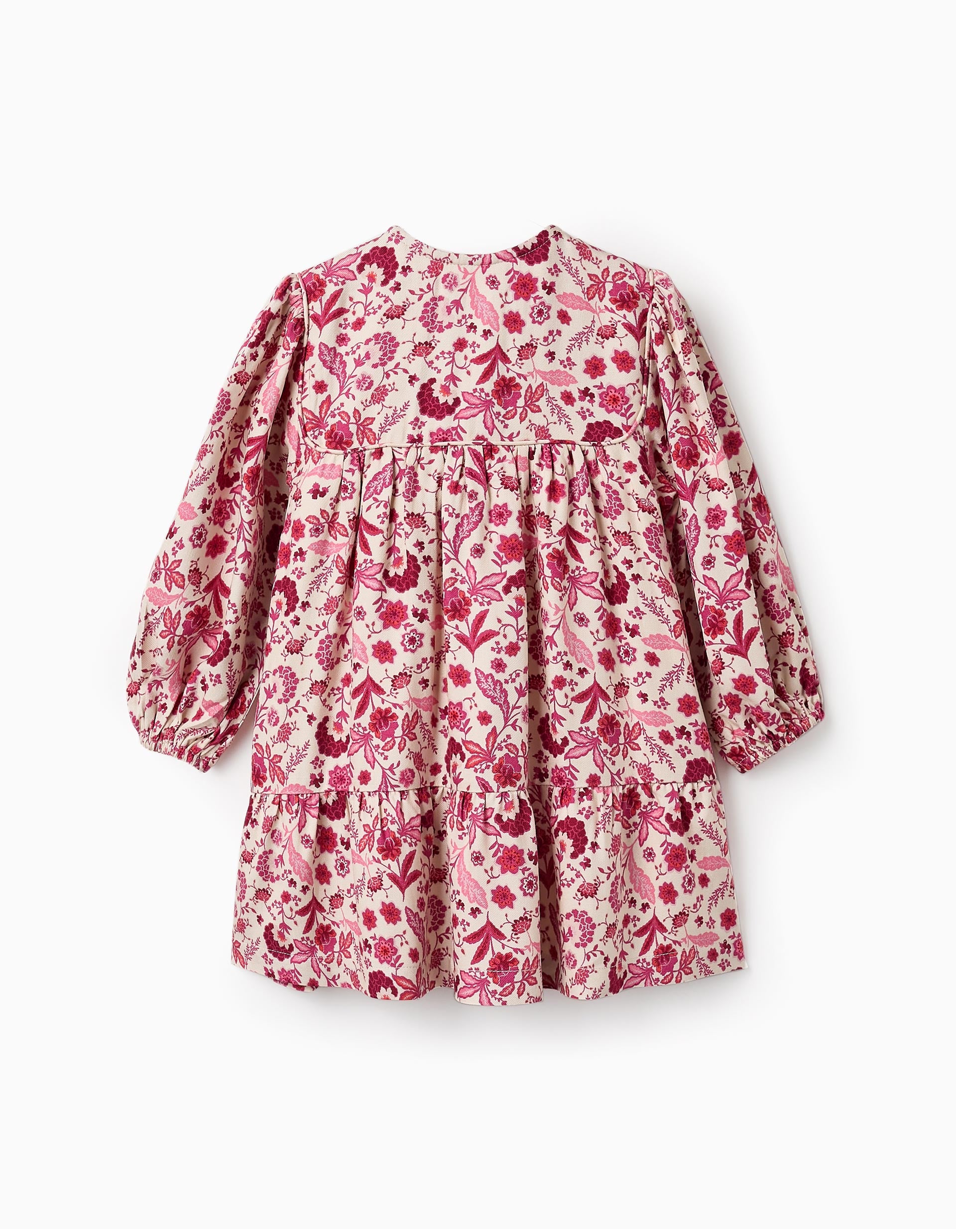 Vestido Floral para Bebé Menina, Rosa/Bege