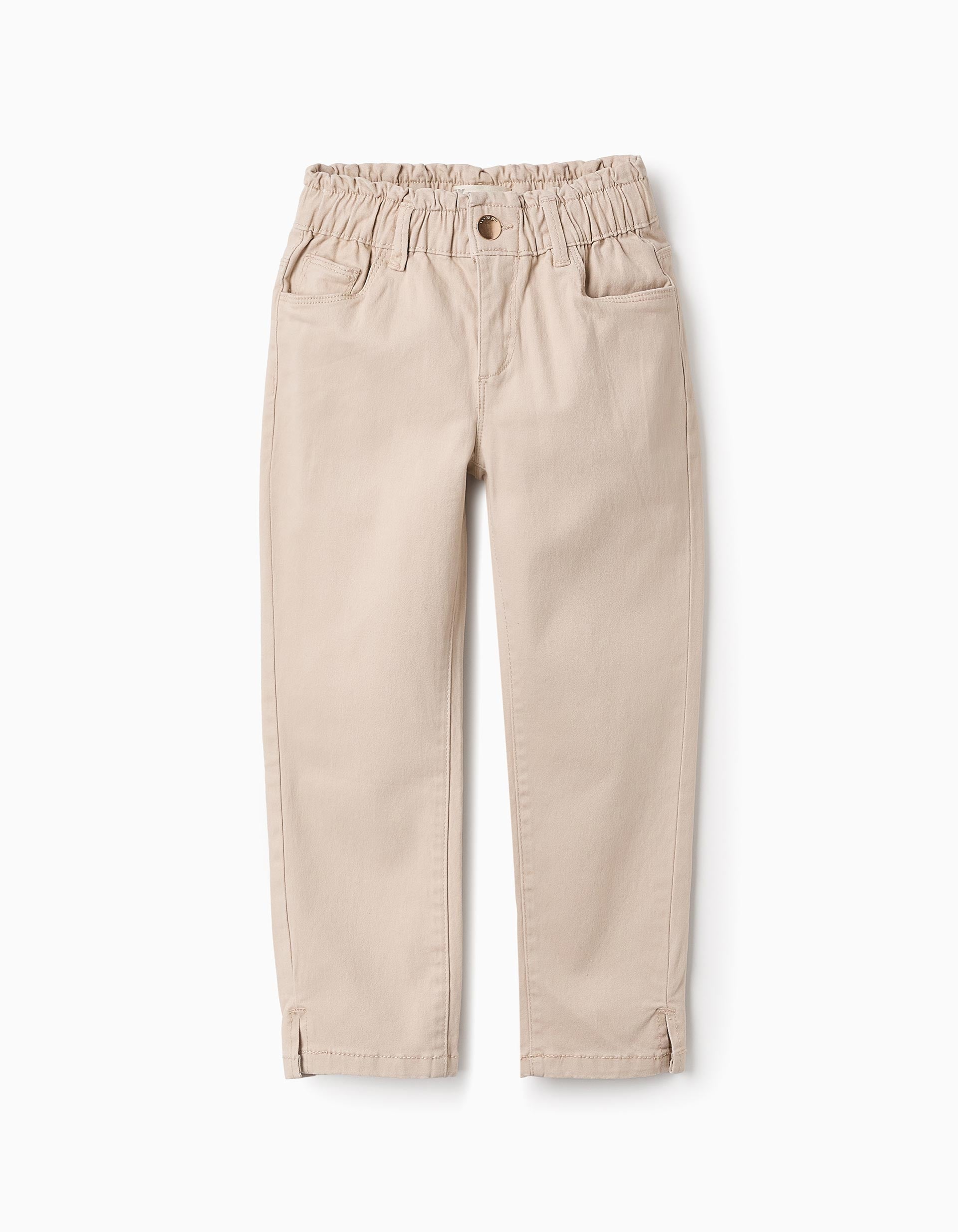 Paperbag Trousers for Girls, Beige