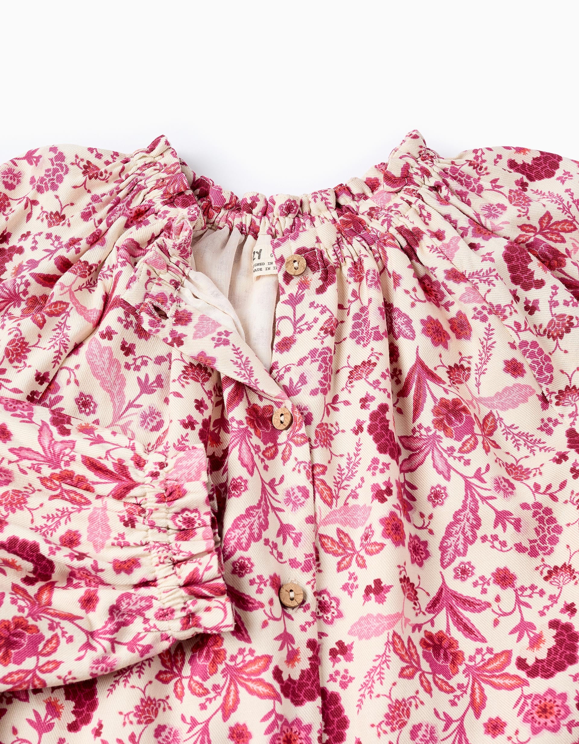 Camisa Floral para Niña, Rosa/Beige