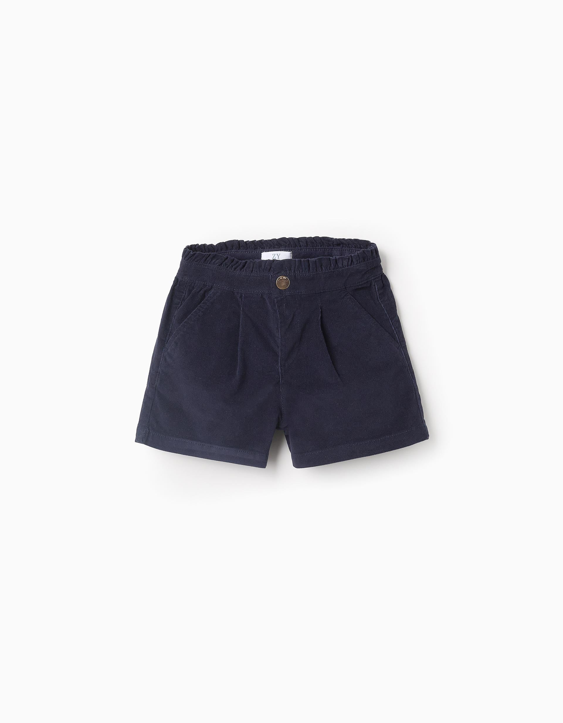 Short en Velours Côtelé pour Fille, Bleu Foncé