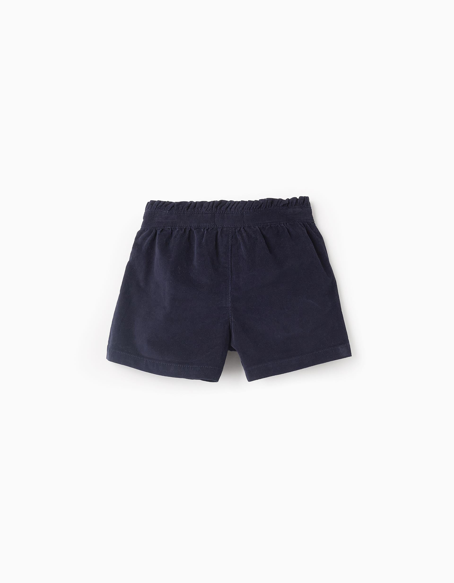 Short en Velours Côtelé pour Fille, Bleu Foncé