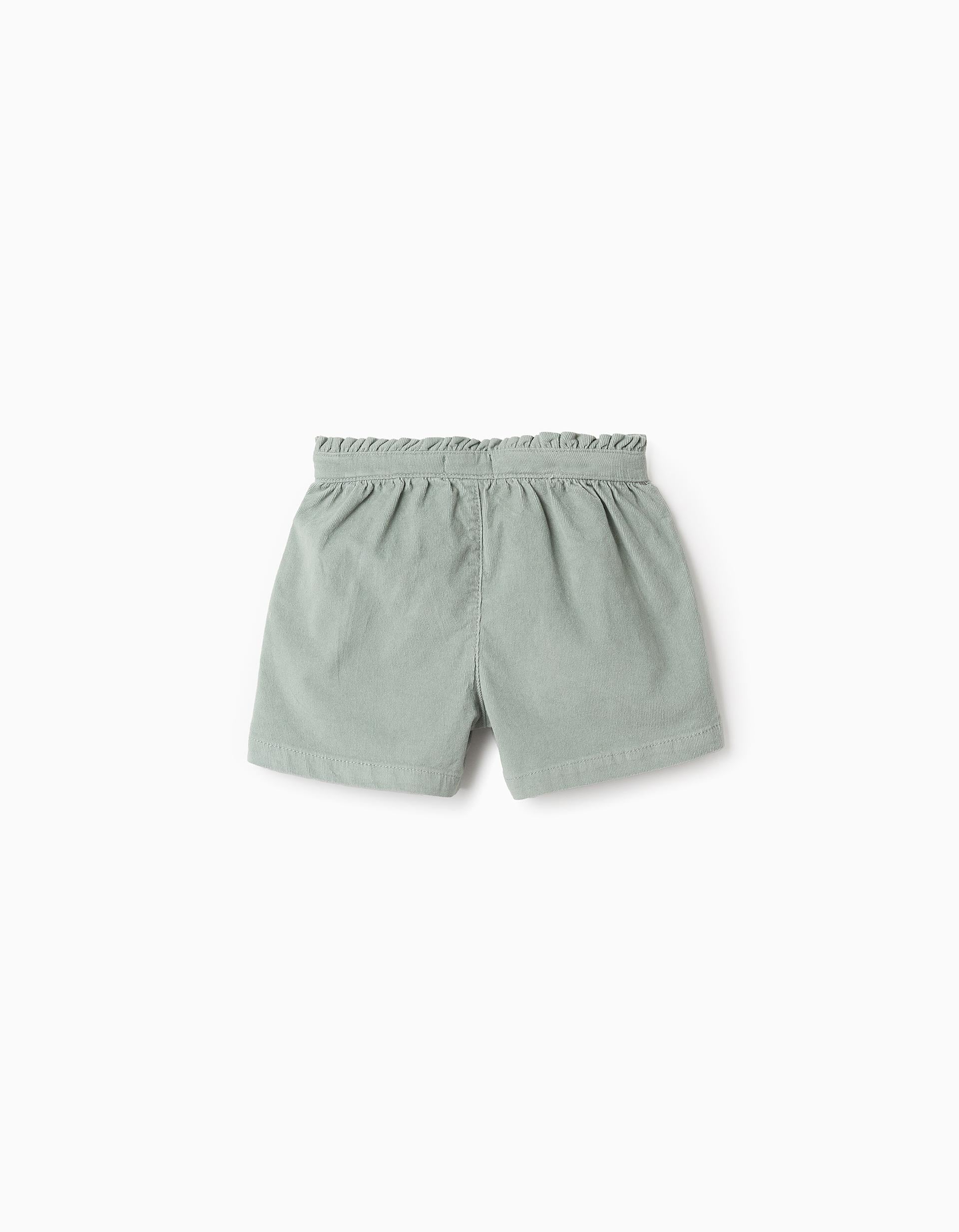 Short en Velours Côtelé pour Fille, Vert