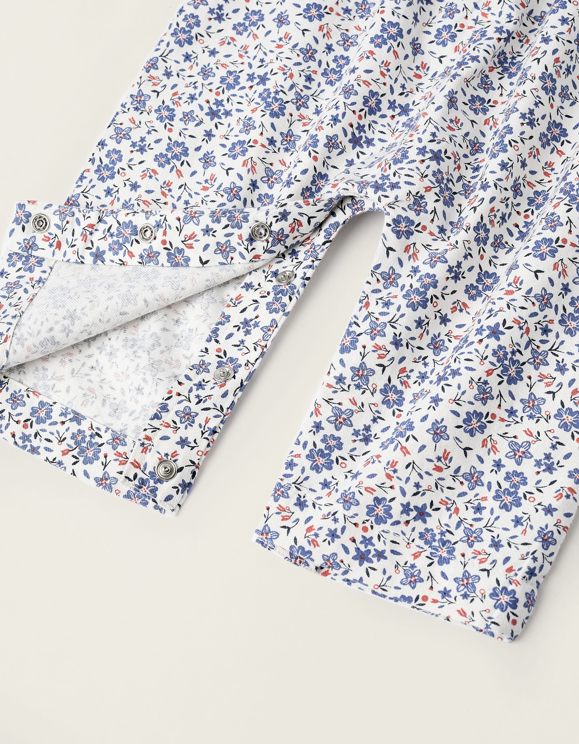 Combi-short Floral pour Nouveau-Né, Blanc/Bleu/Rouge