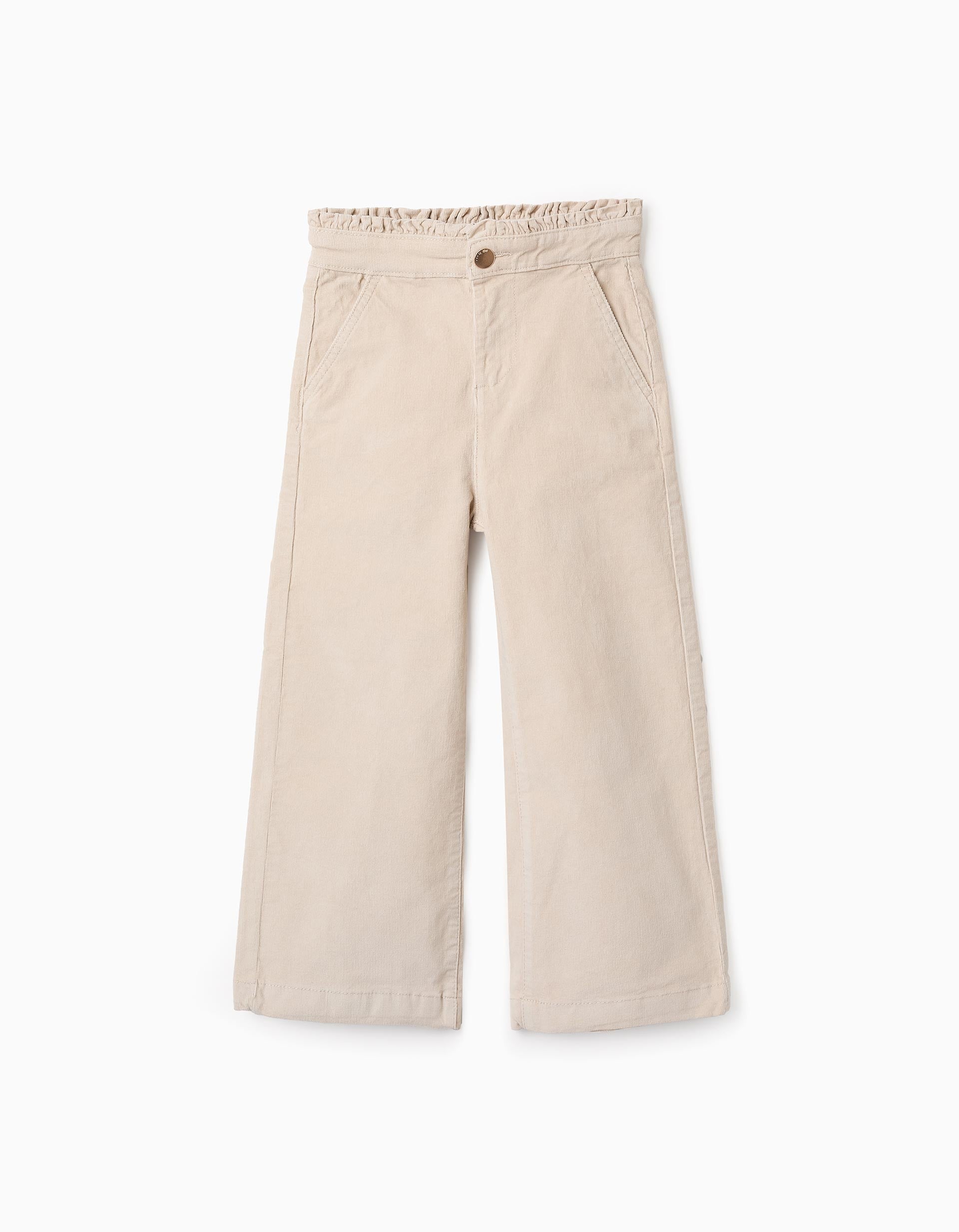 Corduroy Trousers for Girls 'Wide Leg', Beige