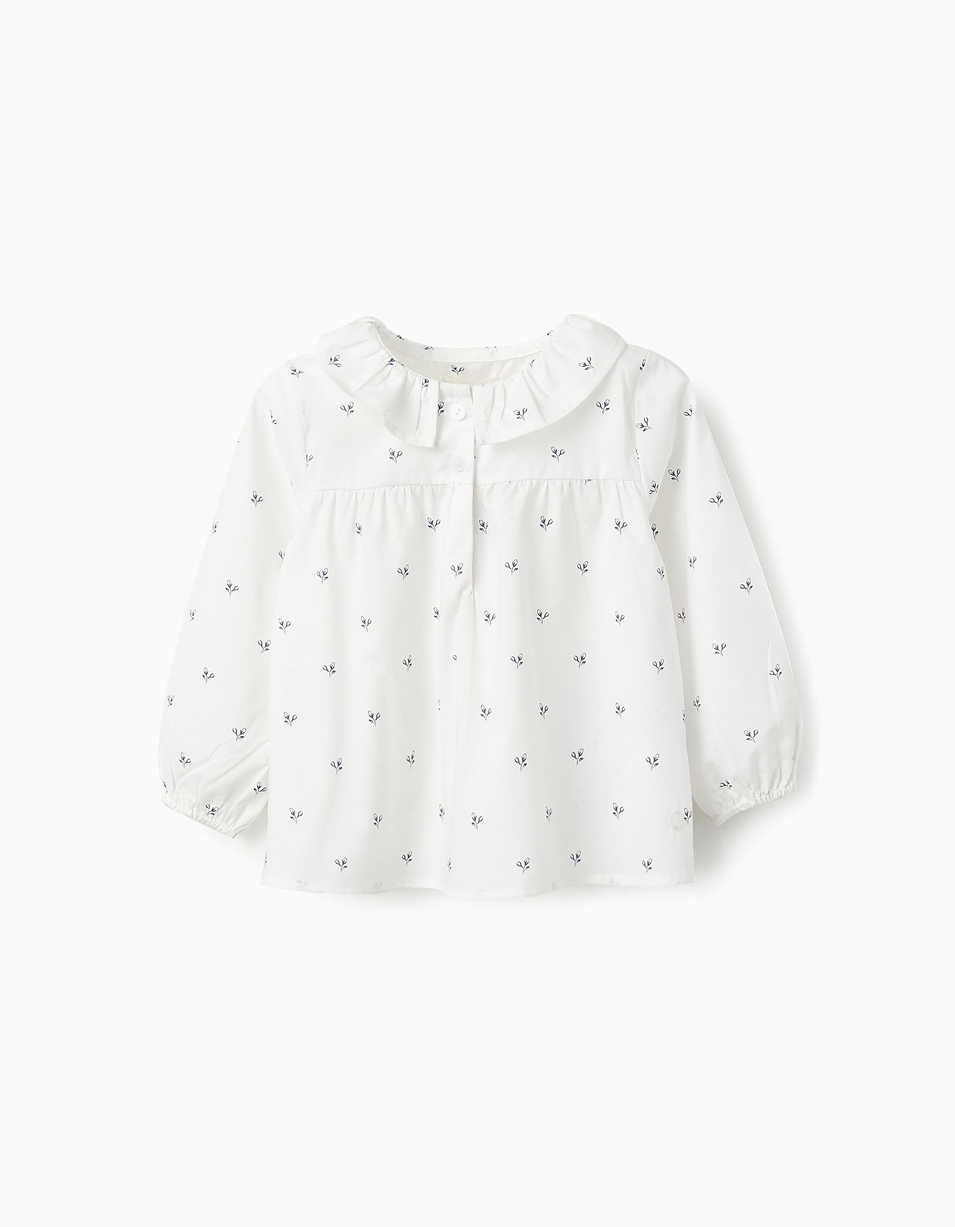 Chemisier Floral en Coton pour Bébé Fille, Blanc