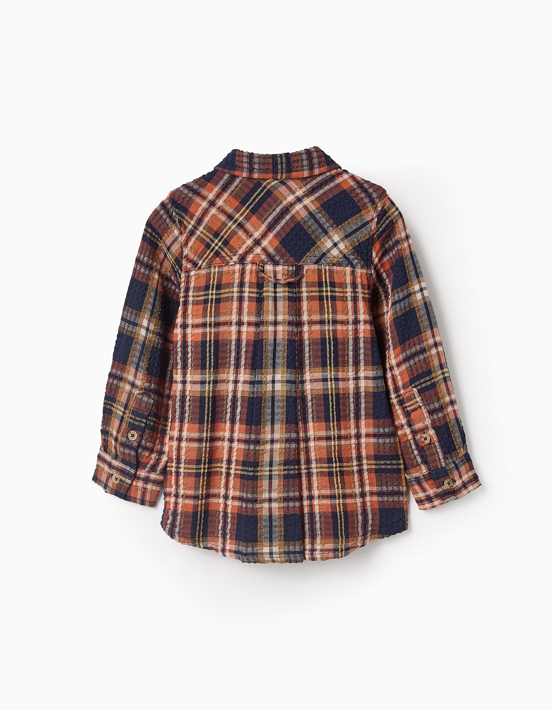 Shirt with Check for Baby Boys 'B&S', Orange/Dark Blue