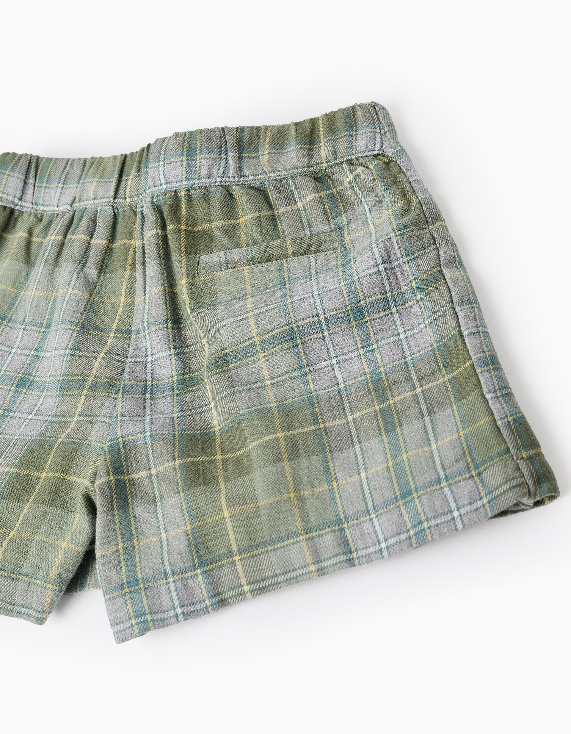 Falda-pantalón de Franela con Cuadros para Niña, Verde/Gris