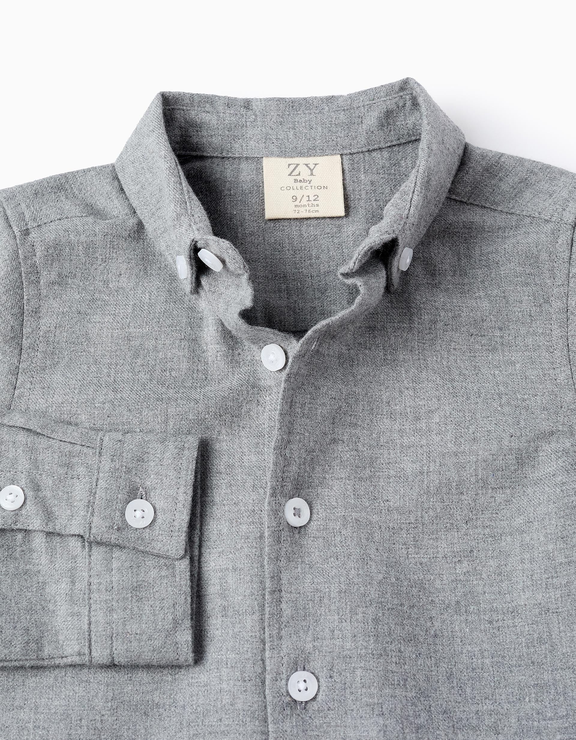 Camisa de Algodón para Bebé Niño, Gris