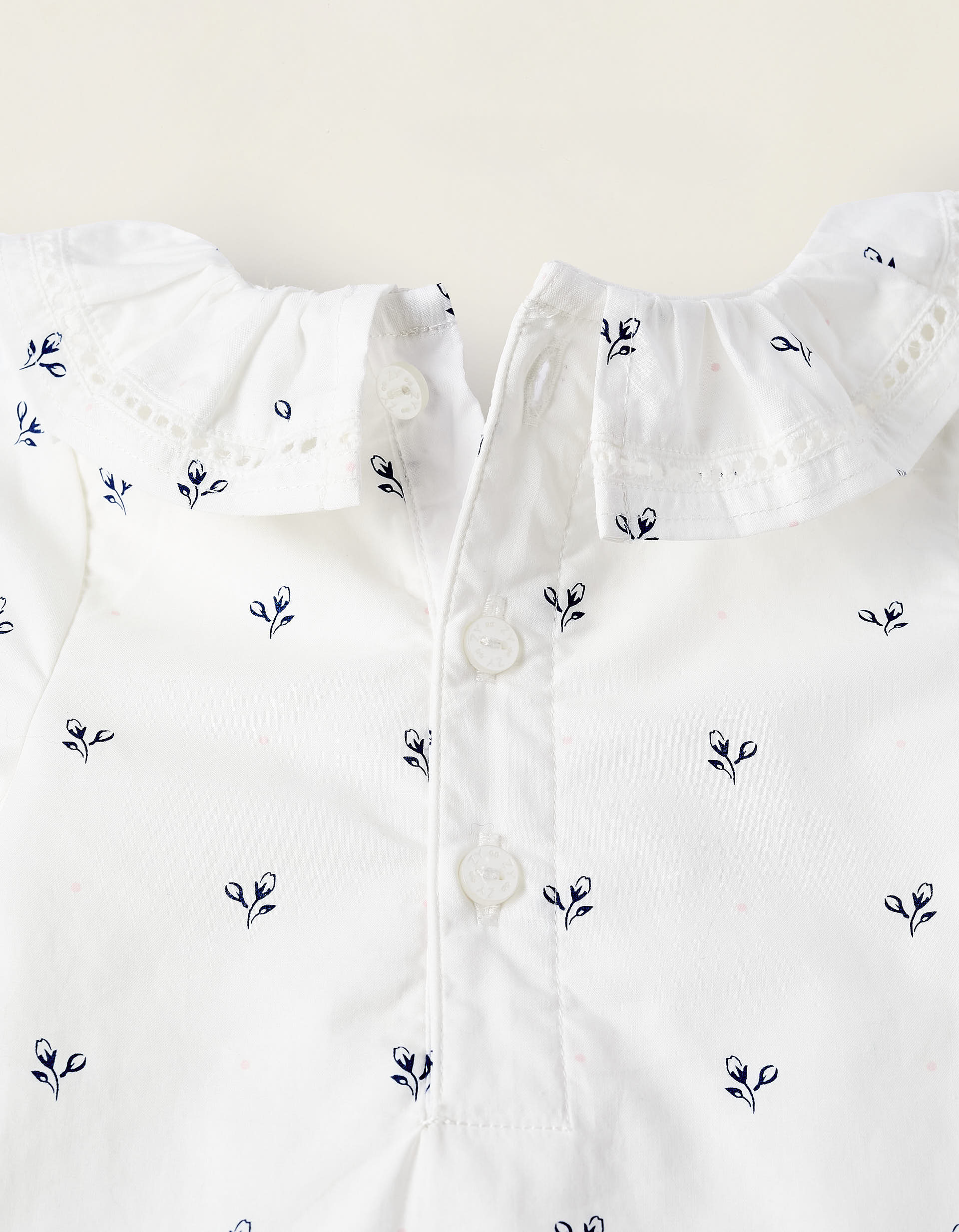 Blouse avec Body Intégré Floral pour Nouveau-Né, Blanc