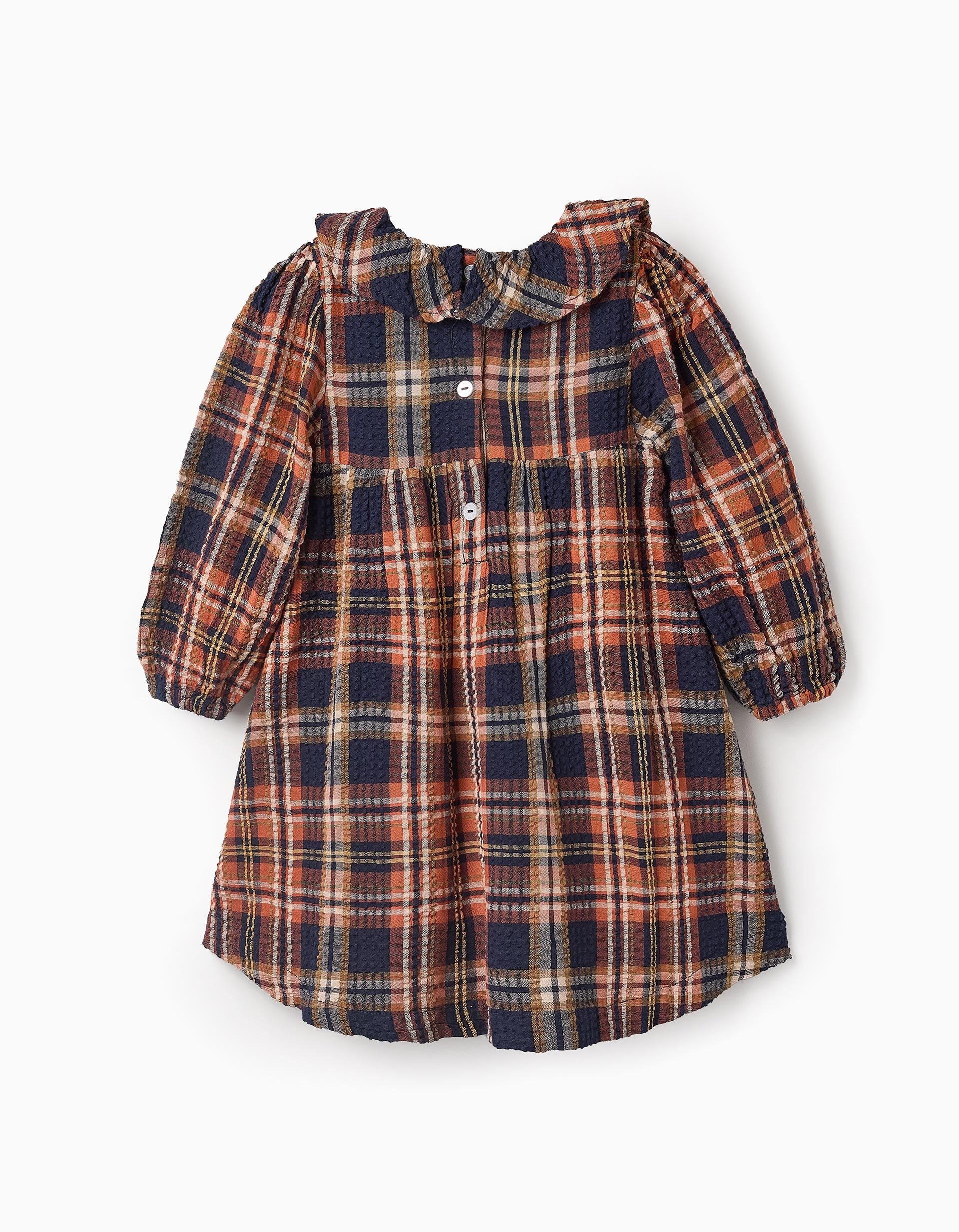 Robe à Carreaux pour Bébé Fille  'B&S', Orange/Bleu foncé