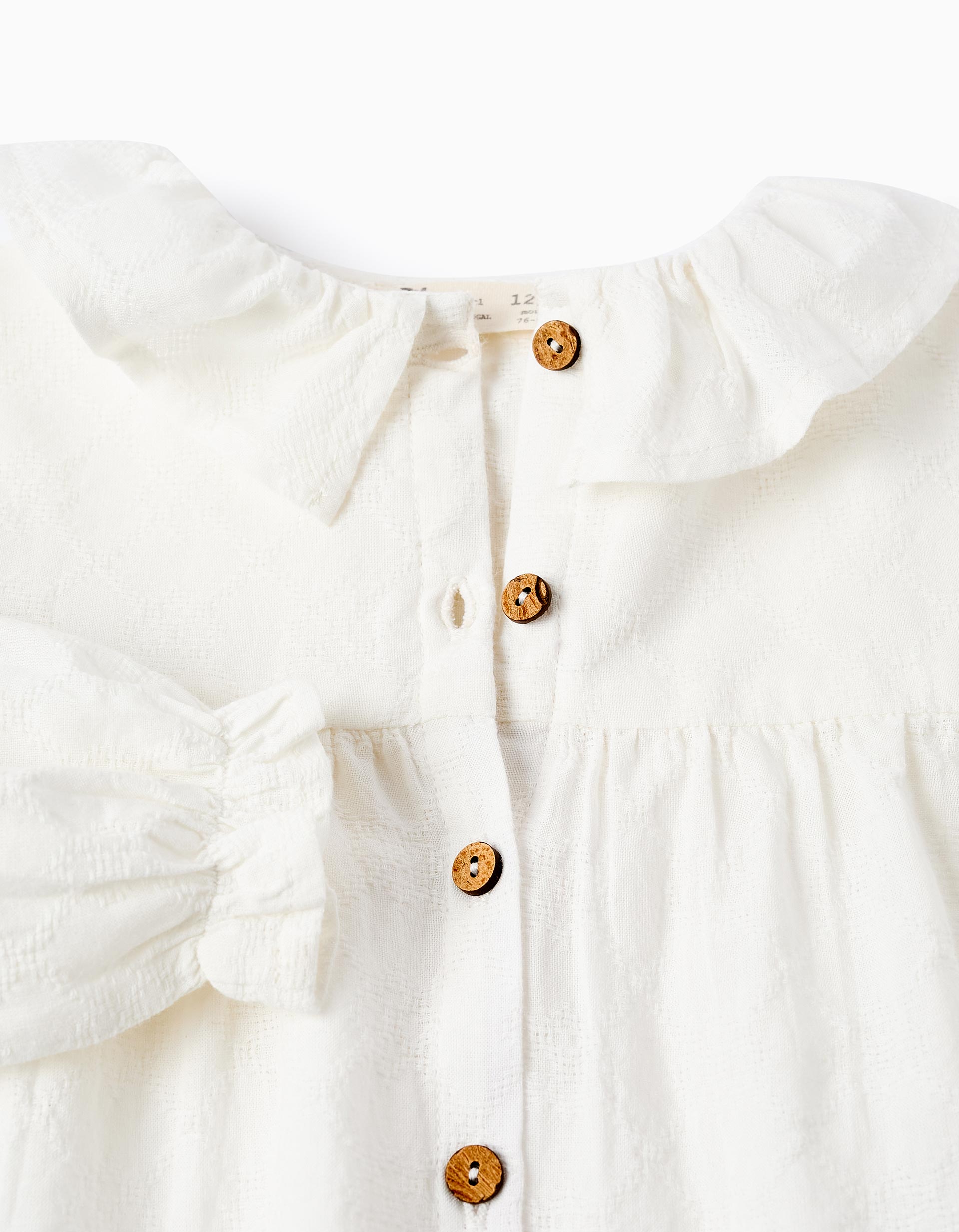 Chemise en Coton à Volants pour Bébé Fille, Blanc