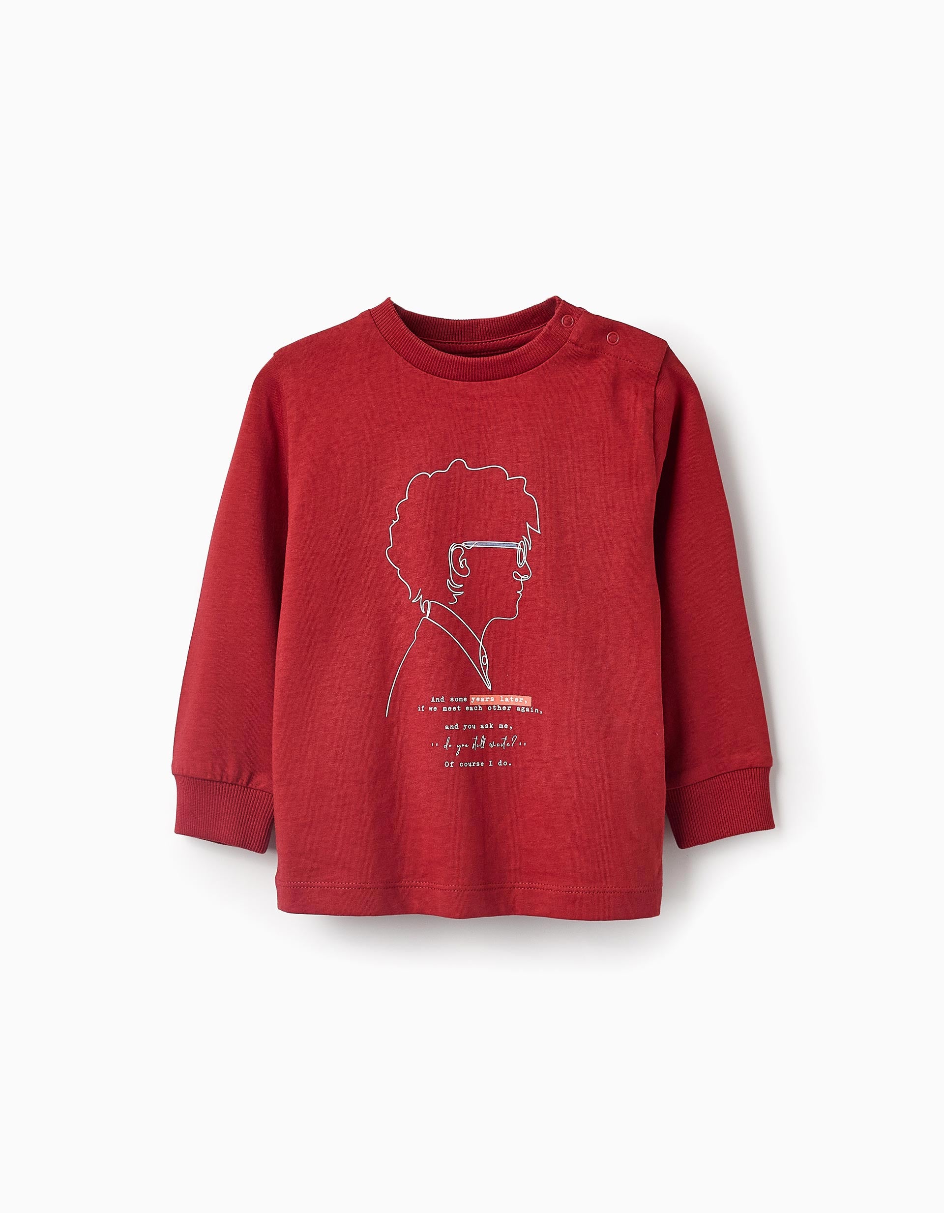 Camiseta de Manga Larga de Algodón para Bebé Niño 'Write', Rojo