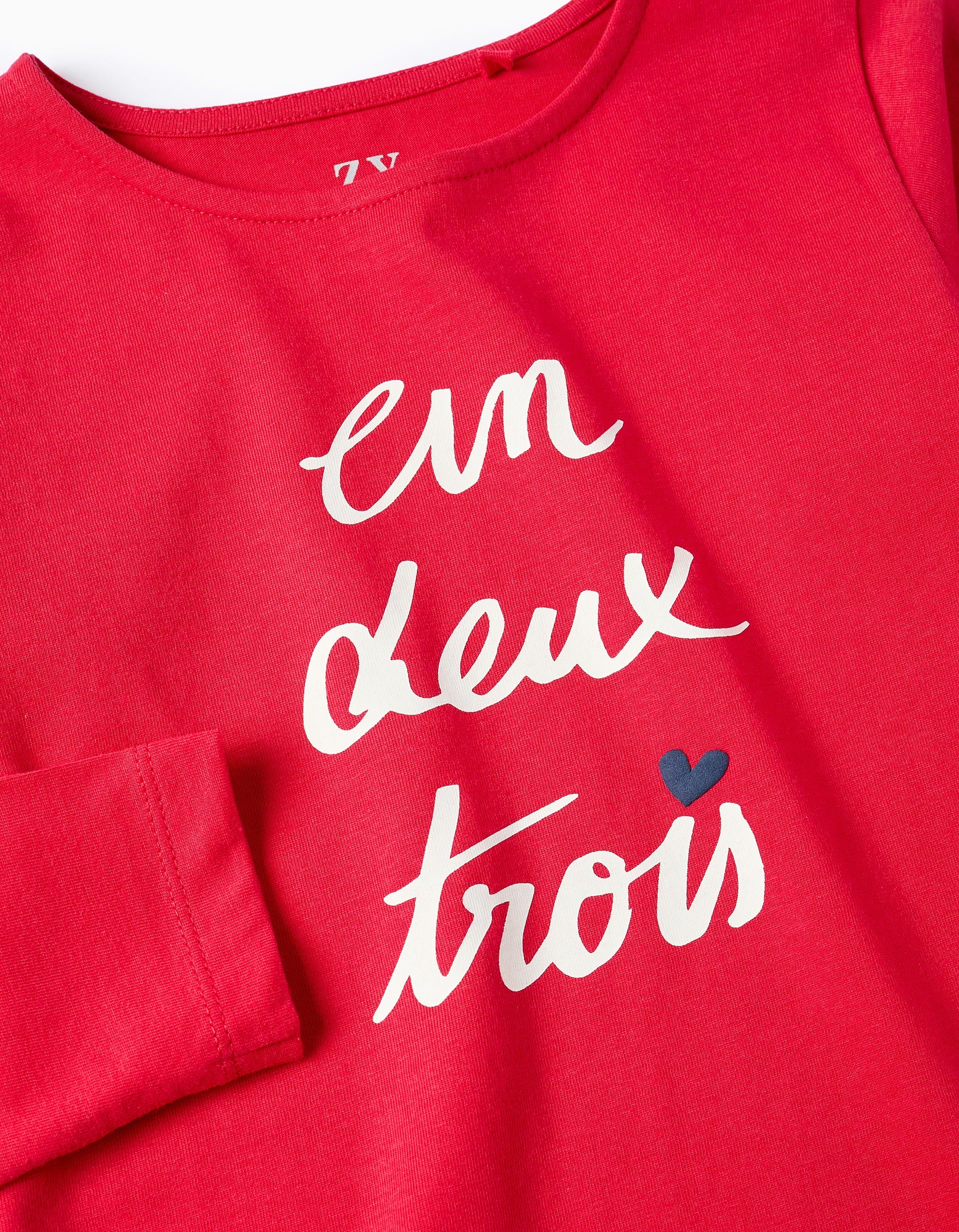 T-shirt à Manches Longues pour Fille '1 2 3', Rouge