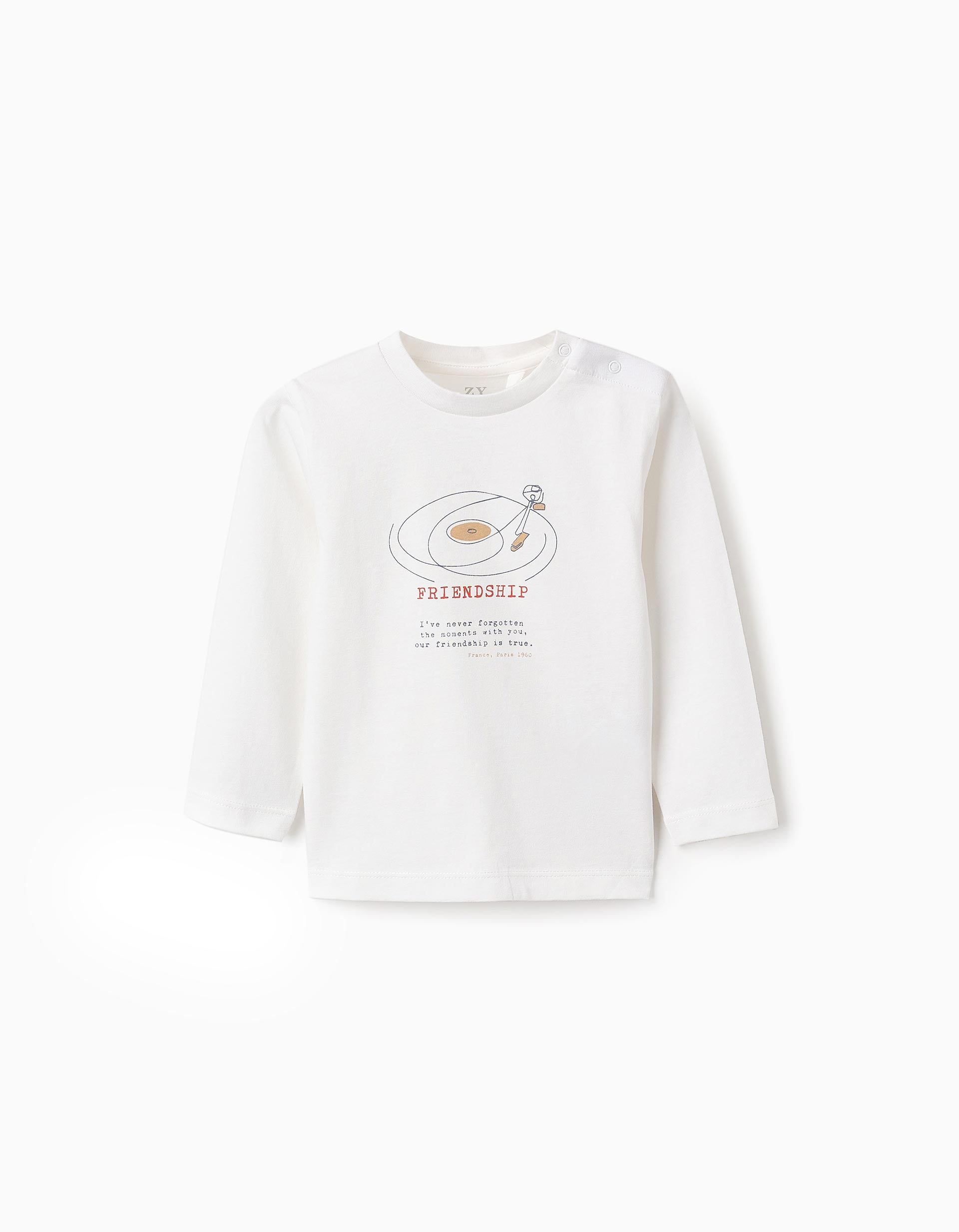 T-shirt à Manches Longues pour Bébé Garçon 'Friendship', Blanc