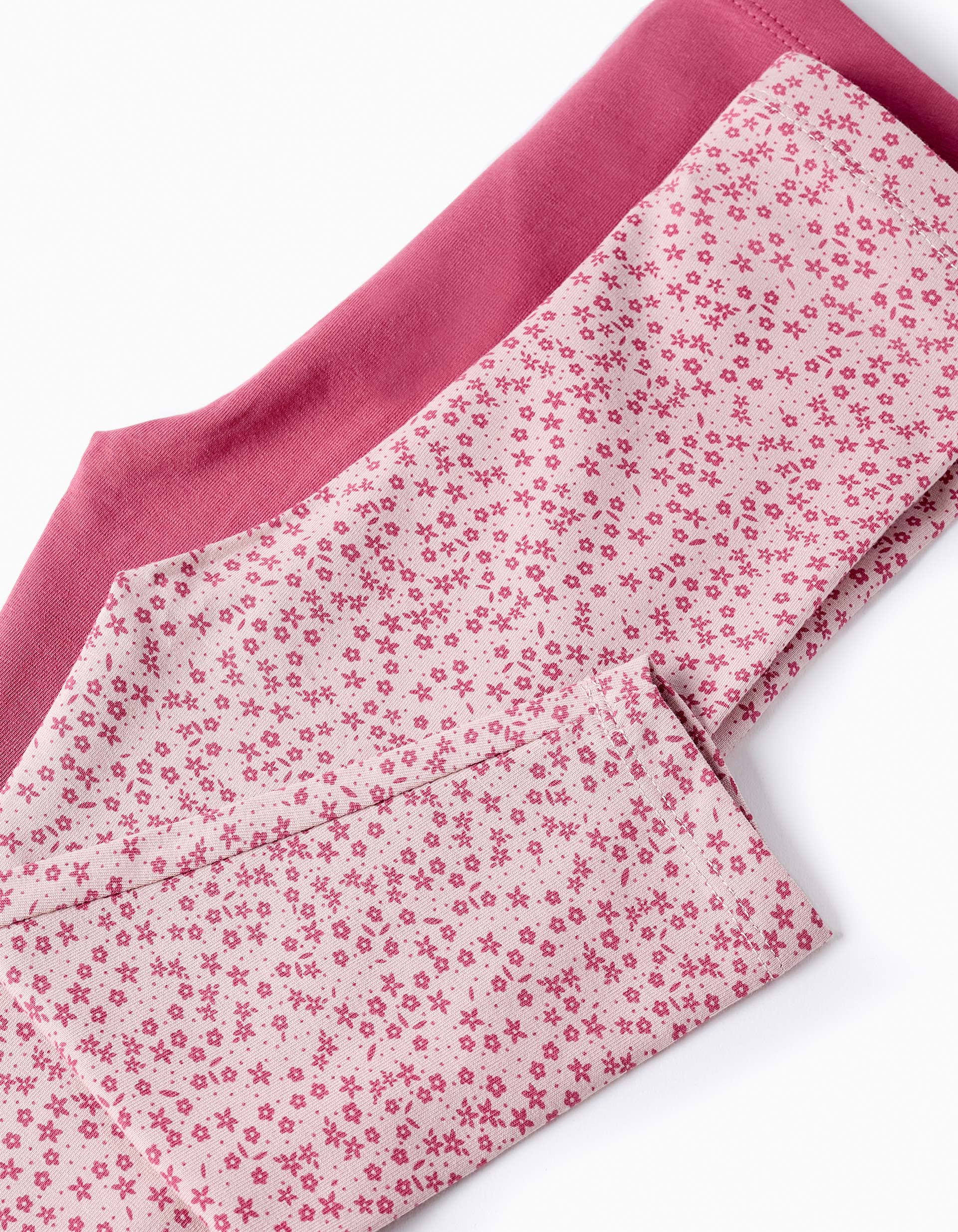 2 Leggings de Algodón para Bebé Niña, Rosa/Floral