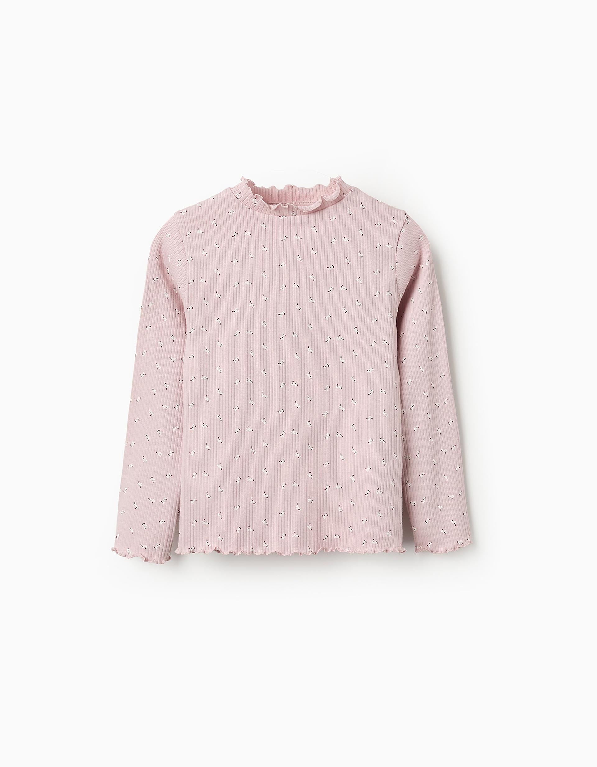 Camiseta Floral de Manga Larga para Niña, Rosa