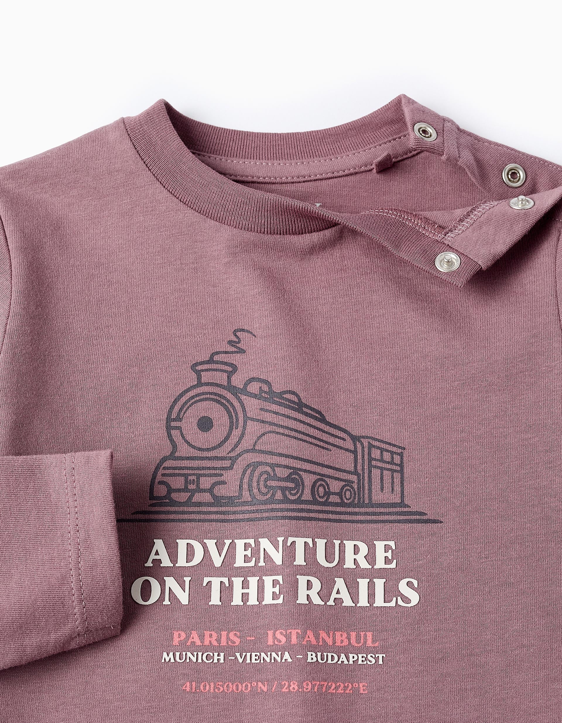 Camiseta de Manga Larga para Bebé Niño 'Rails', Morado