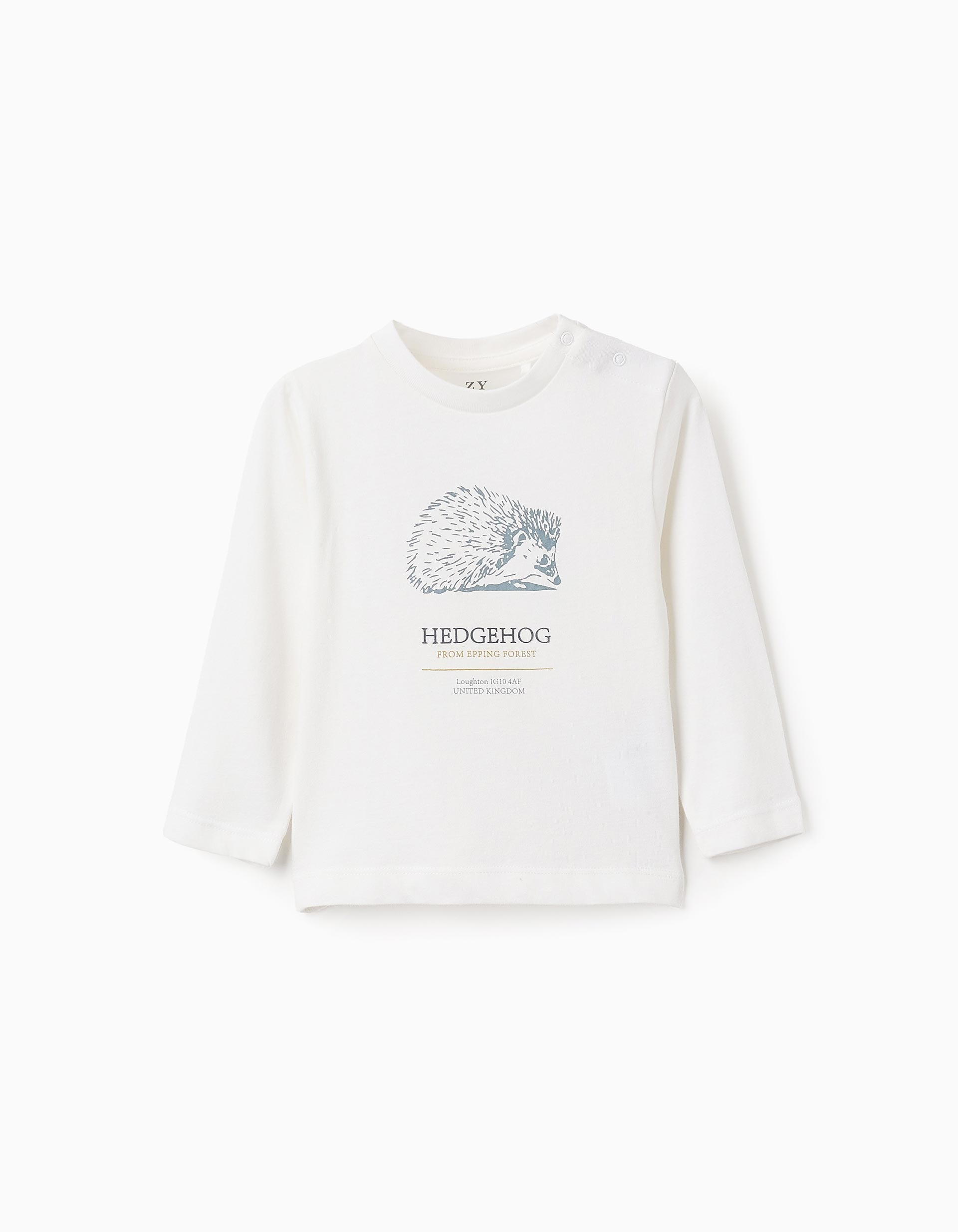 T-shirt à Manches Longues pour Bébé Garçon 'Hérisson', Blanc