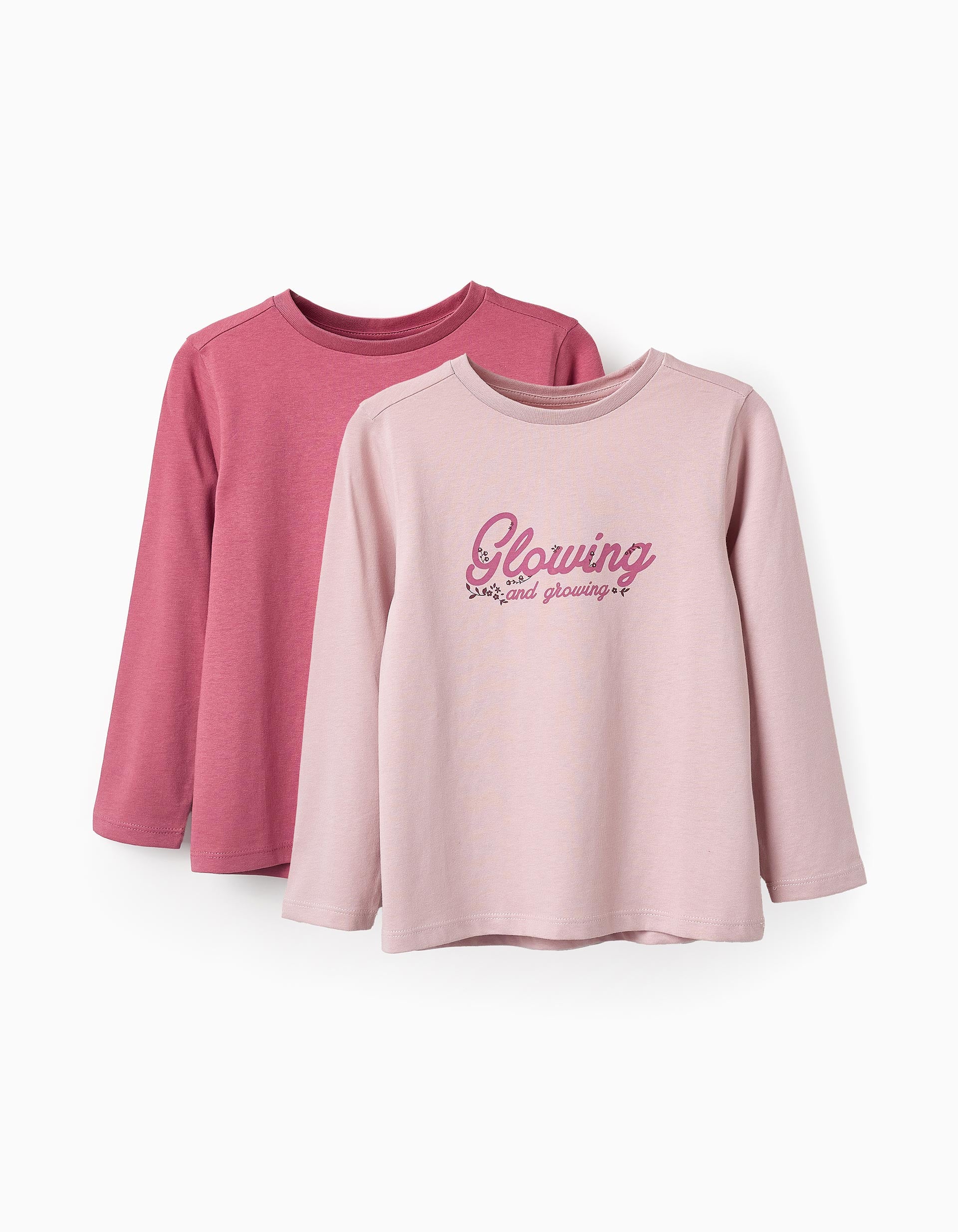 Pack de 2 Camisetas de Manga Larga para Niña 'Glowing', Rosa