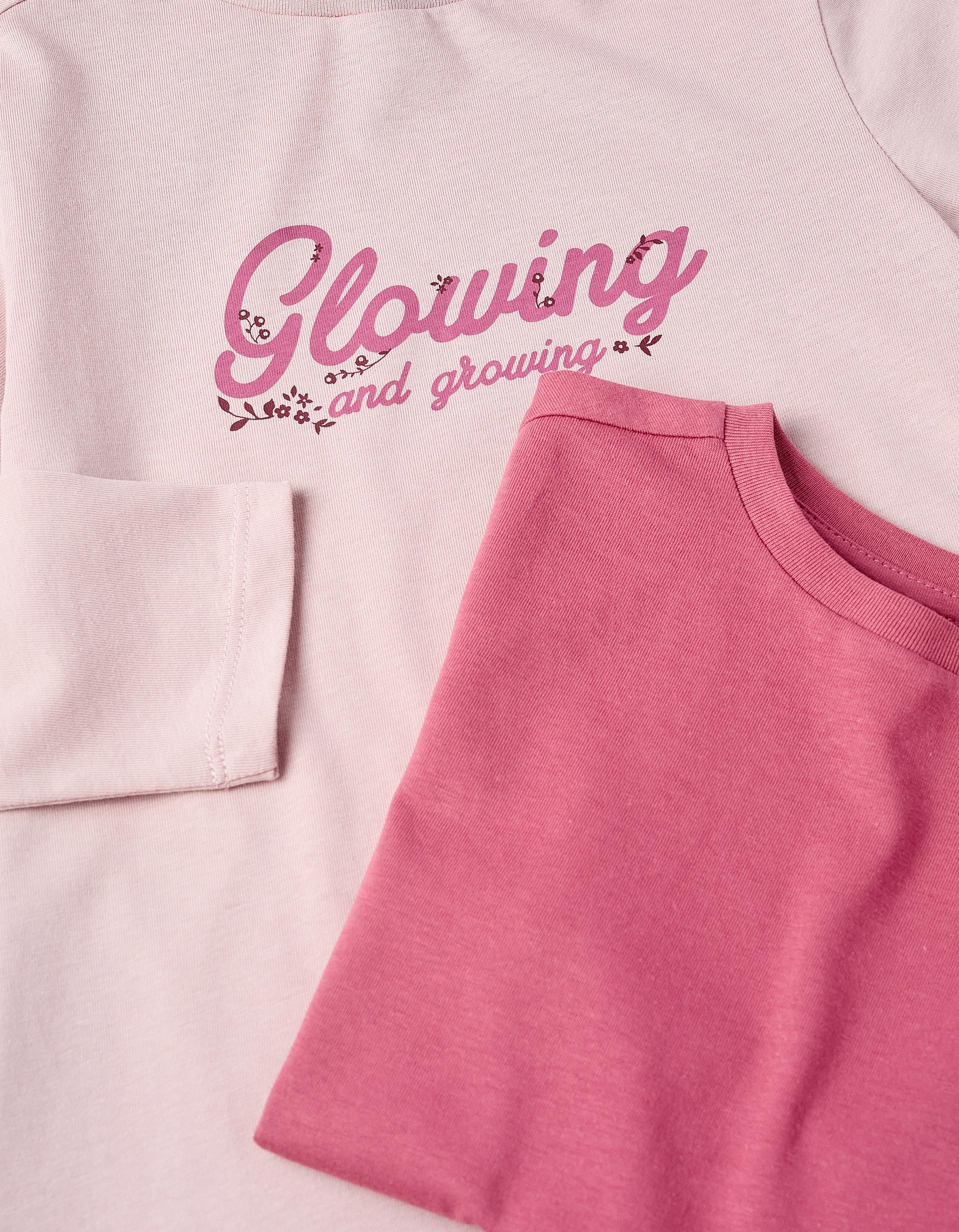 Pack de 2 T-shirts de Manga Comprida para Menina 'Glowing', Rosa