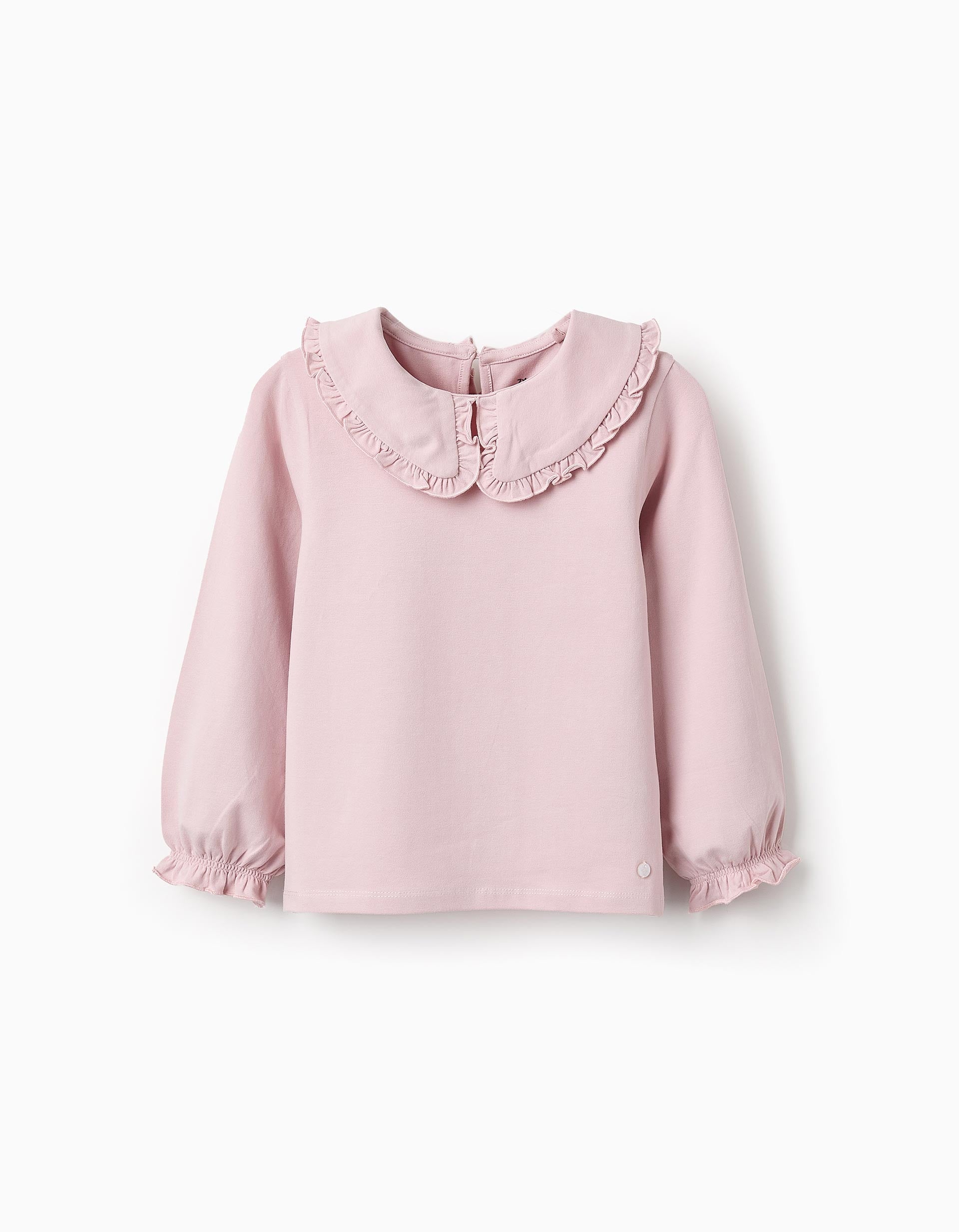 T-shirt de Manche Longue avec Volants pour Fille, Rose Clair