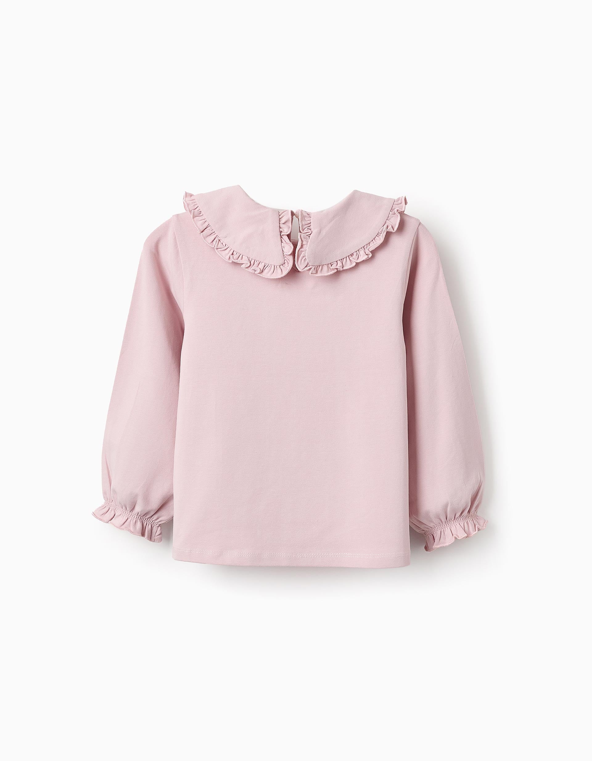 T-shirt de Manche Longue avec Volants pour Fille, Rose Clair