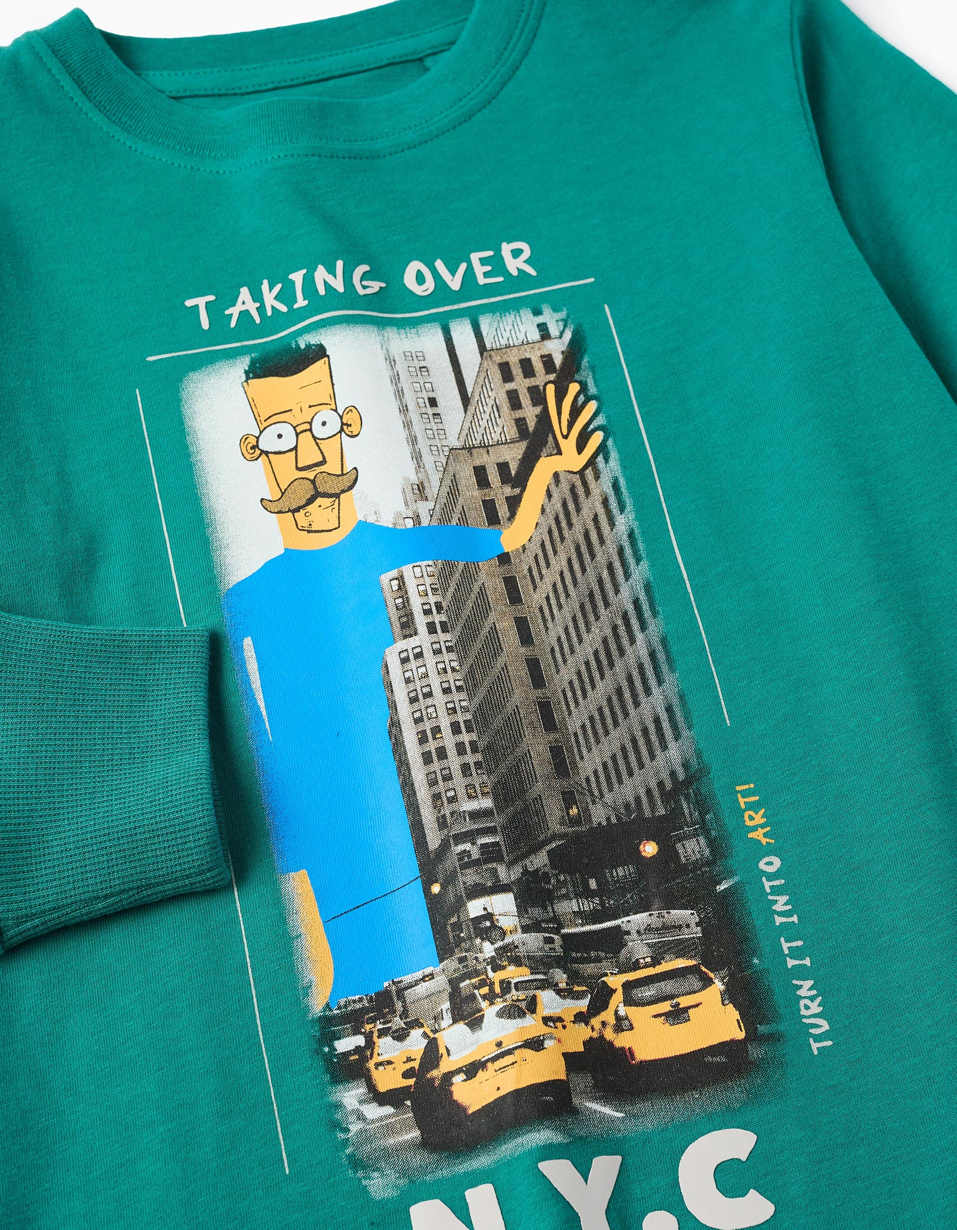 T-shirt à Manches Longues pour Garçon 'Taking Over', Vert