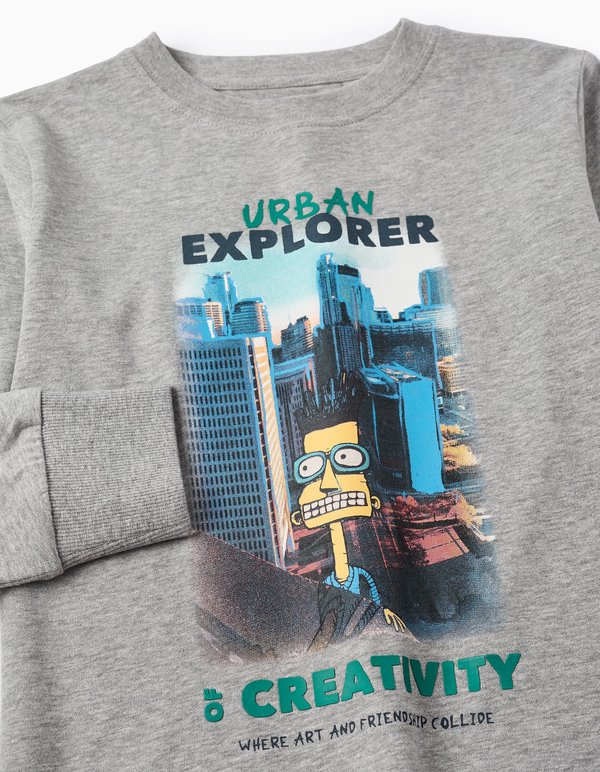 T-shirt à Manches Longues pour Garçon 'Urban Explorer', Gris