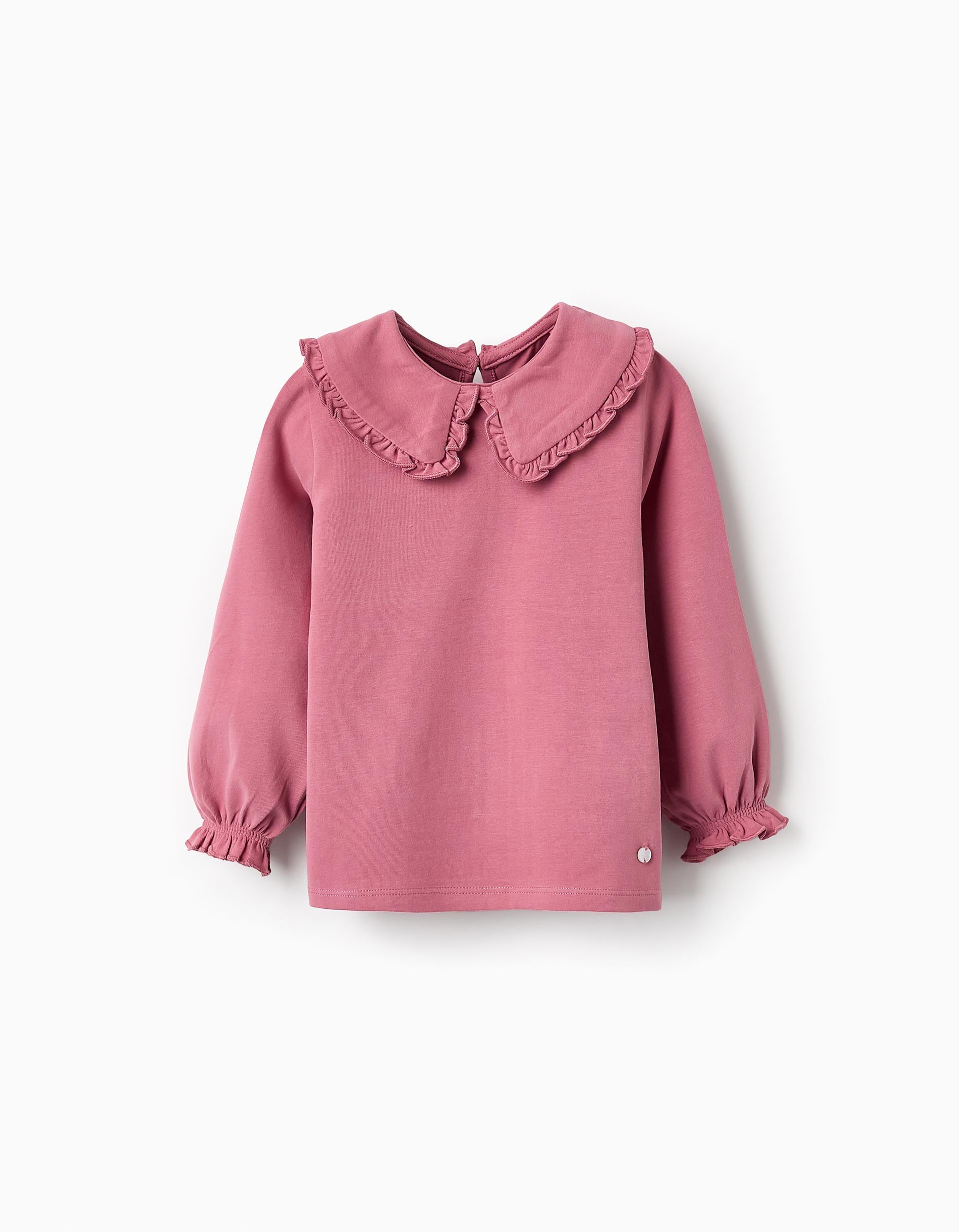 Camiseta con Cuello Claudine y Volantes para Bebé Niña, Rosa