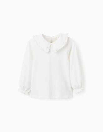 Camiseta con Volantes para Bebé Niña, Blanco