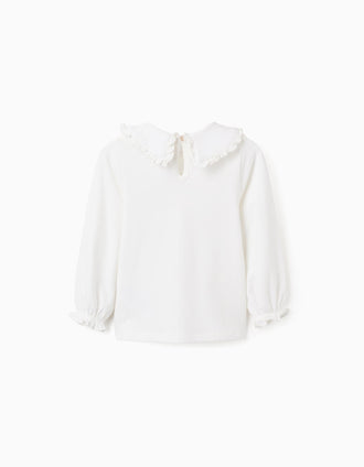 Camiseta con Volantes para Bebé Niña, Blanco