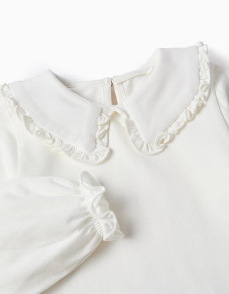 Camiseta con Volantes para Bebé Niña, Blanco