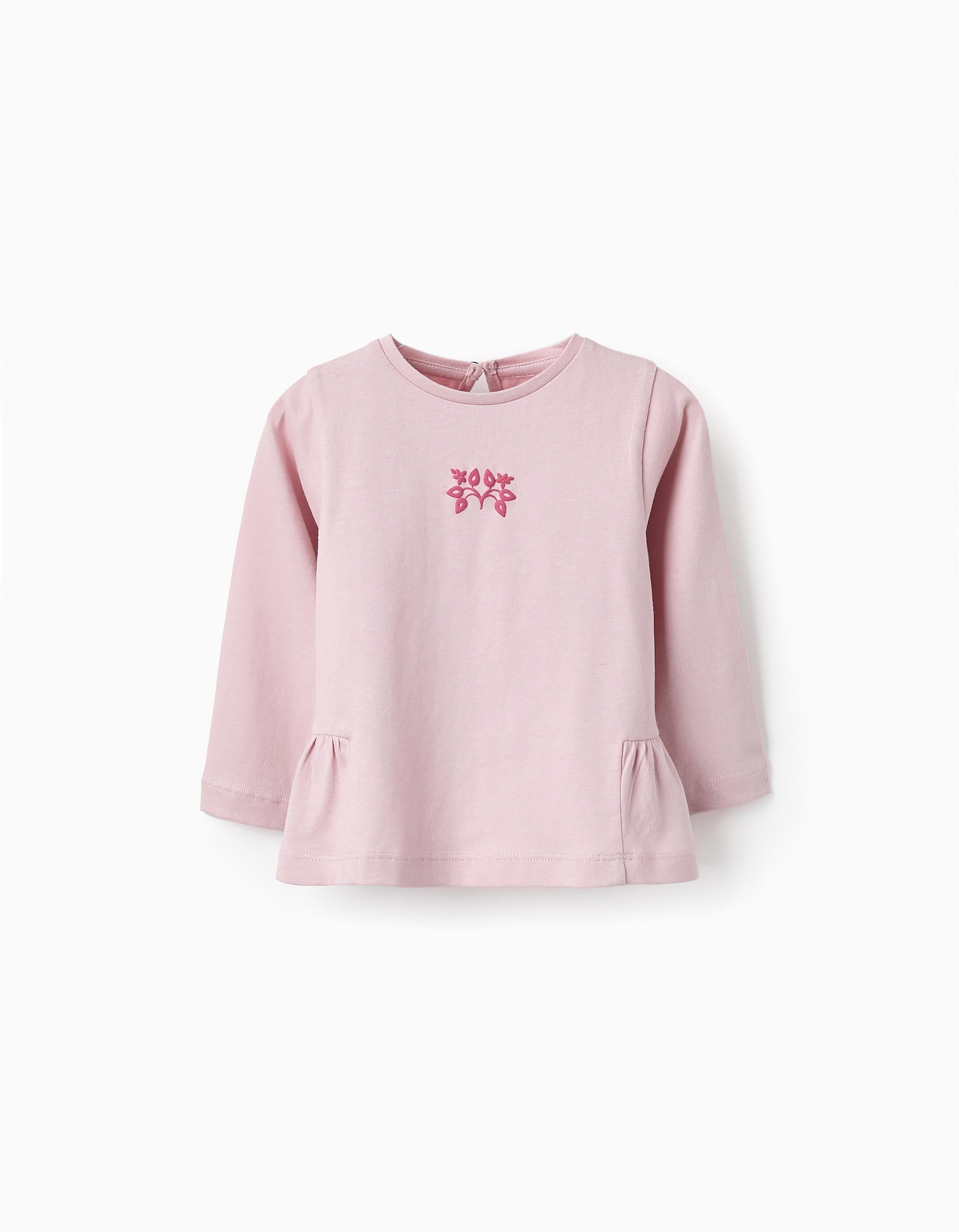 T-shirt de Algodão com Folhos para Bebé Menina, Rosa