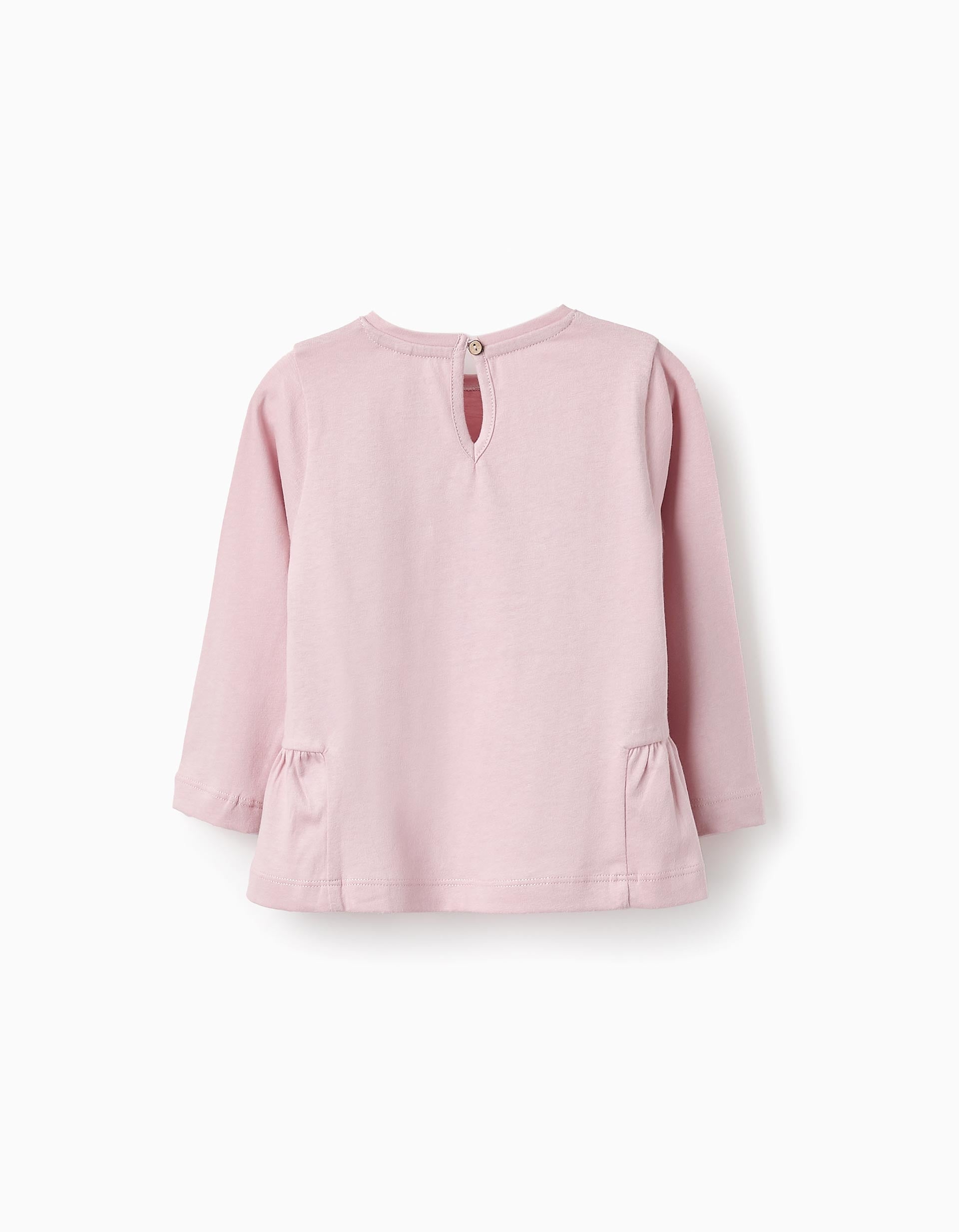 T-shirt de Algodão com Folhos para Bebé Menina, Rosa