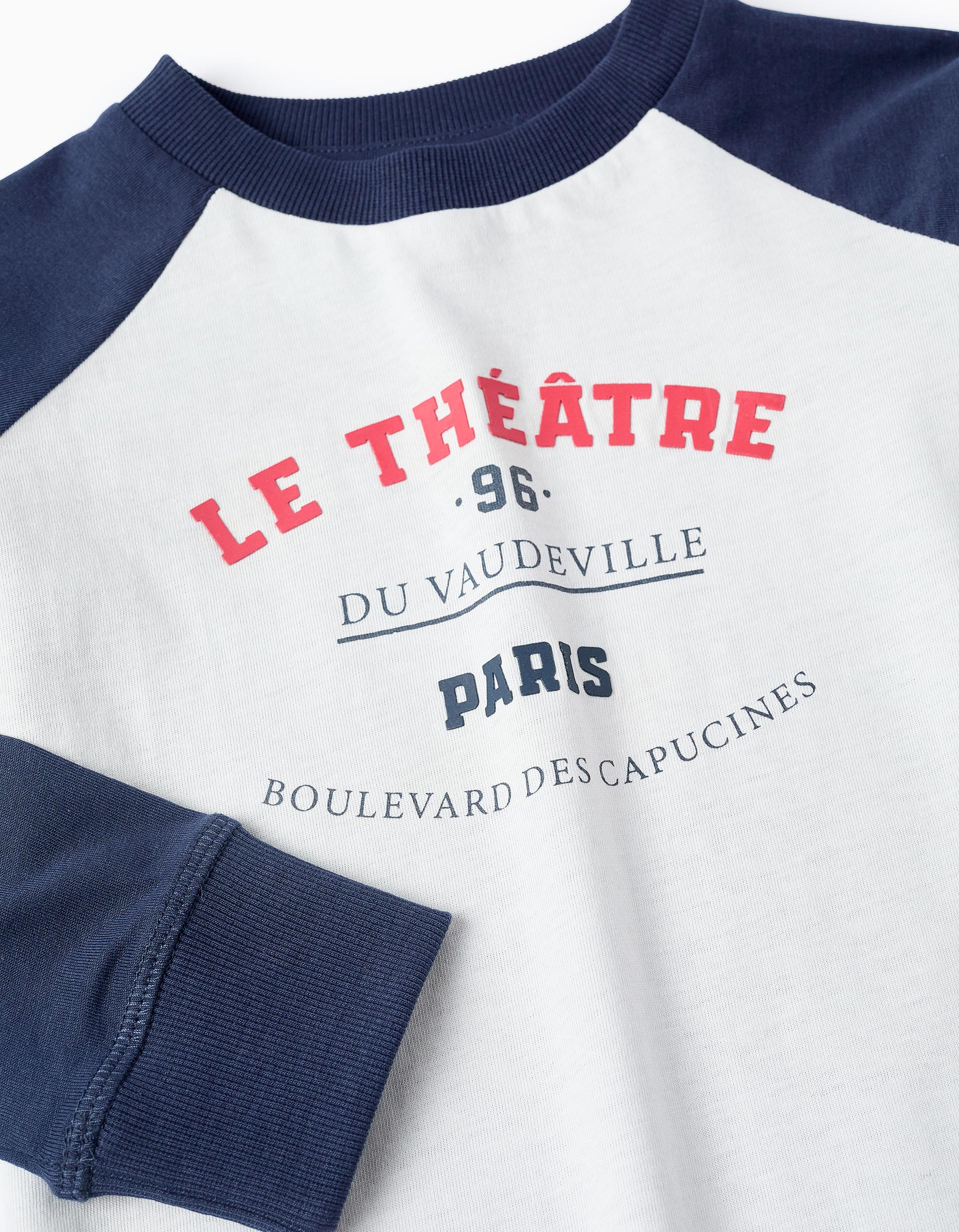 T-shirt à Manches Longues pour Garçon 'ZY Paris', Bleu/Blanc