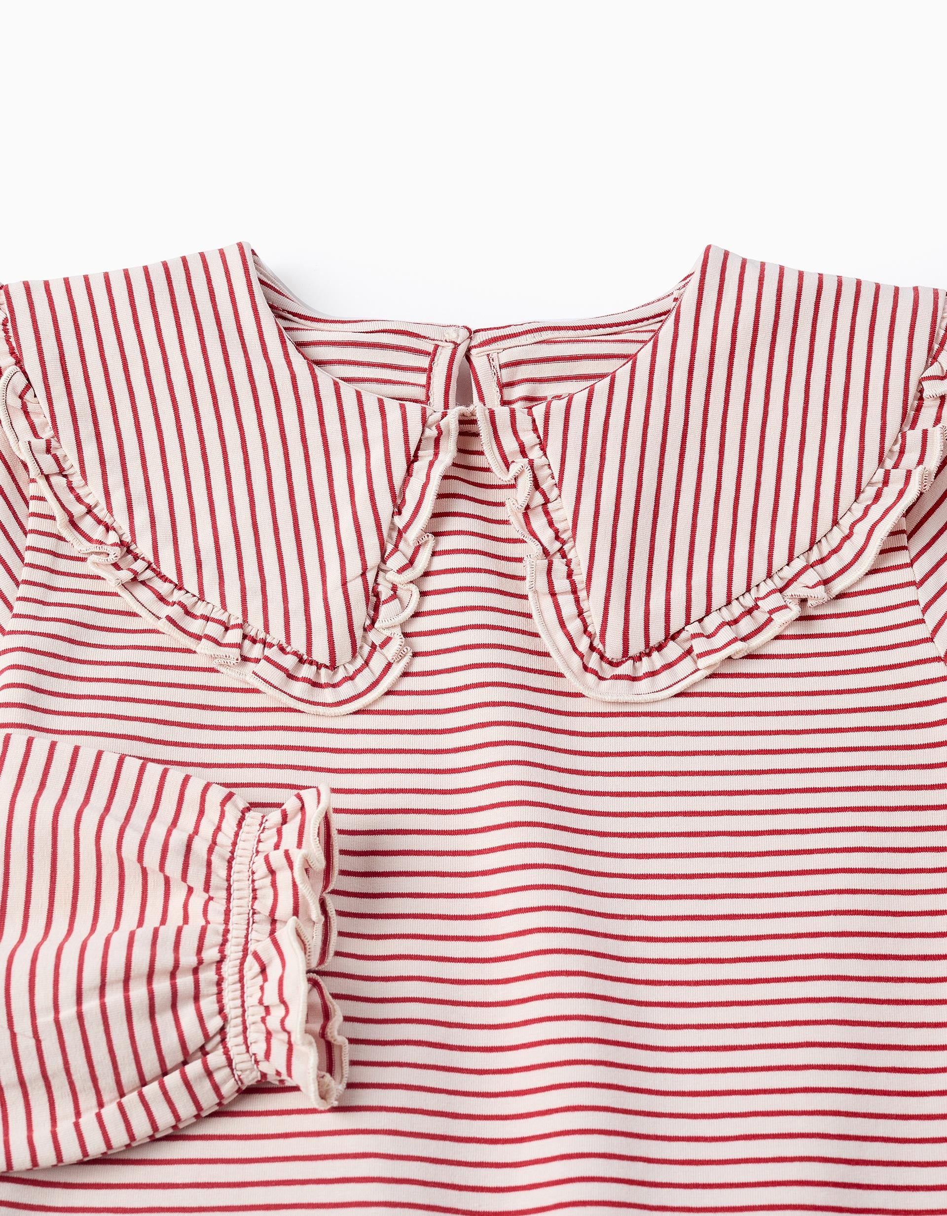 Striped Long-sleeved T-shirt for Girls, Red/White