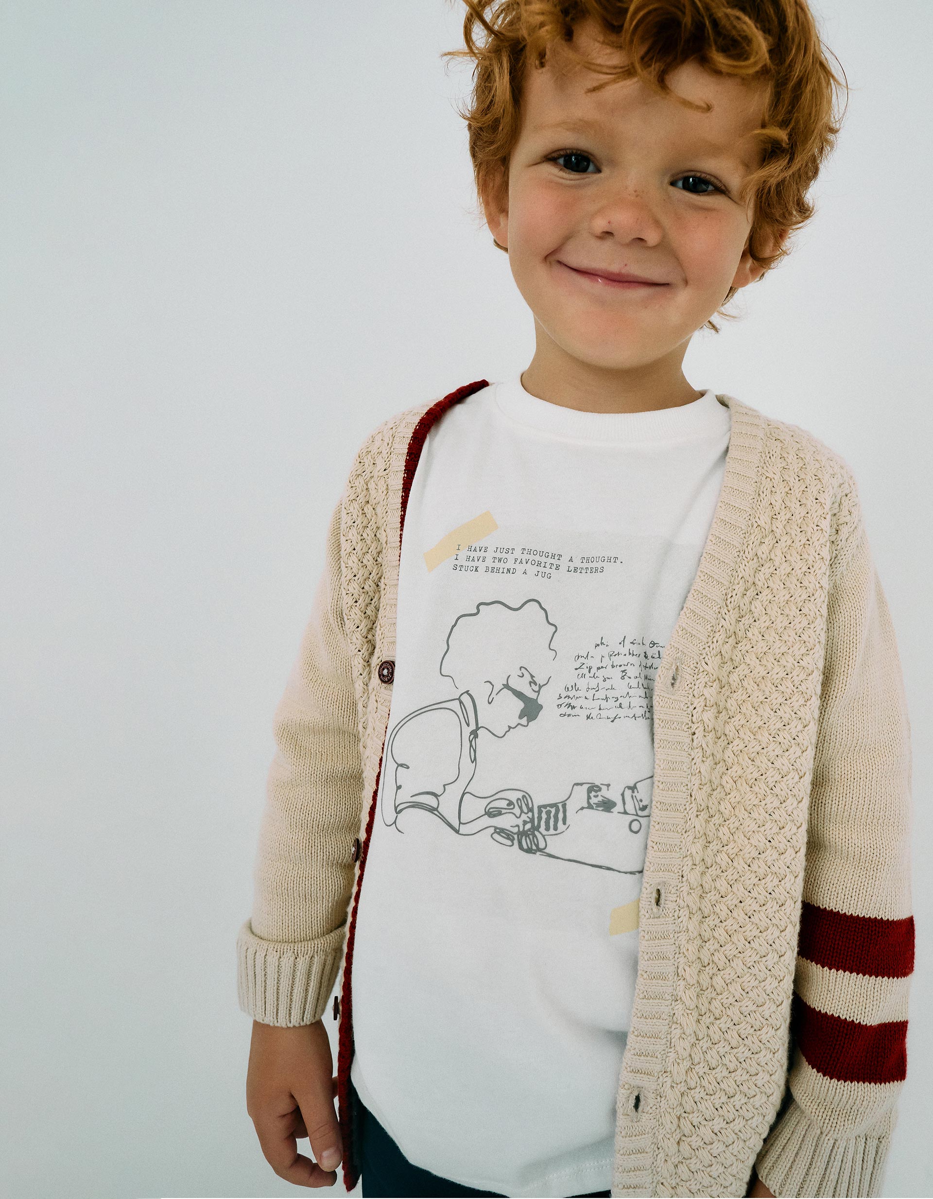 Camiseta de Manga Larga de Algodón para Niño 'Writing', Blanco