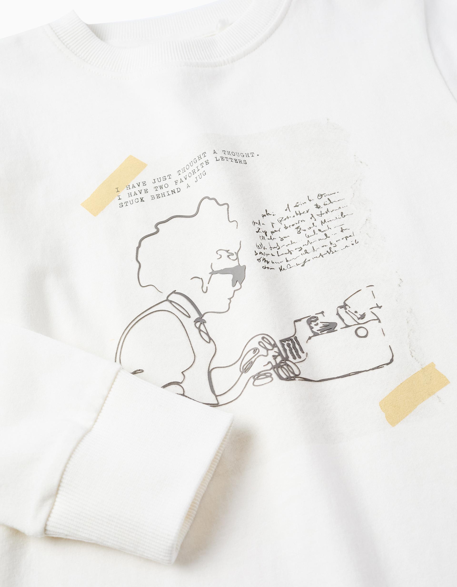 Camiseta de Manga Larga de Algodón para Niño 'Writing', Blanco