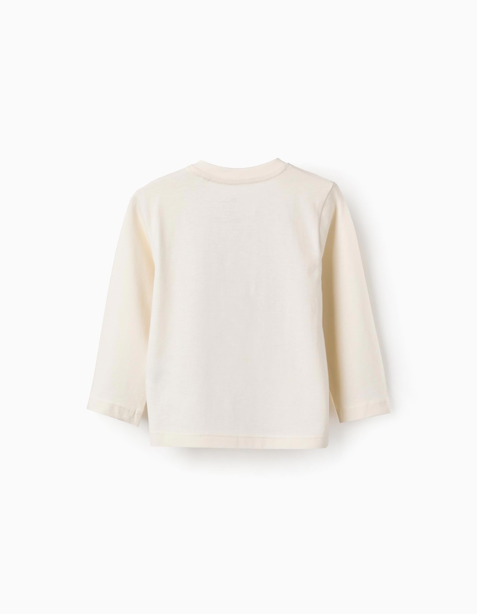 T-shirt à manches longues en coton pour Bébé Garçon 'Beep', Beige