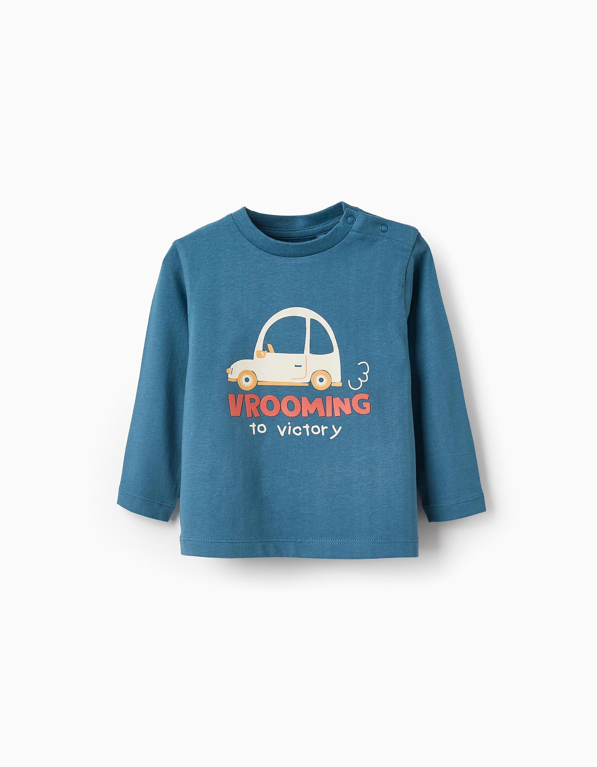 T-shirt à Manches Longues en Coton pour Bébé Garçon 'Vroom', Turquoise