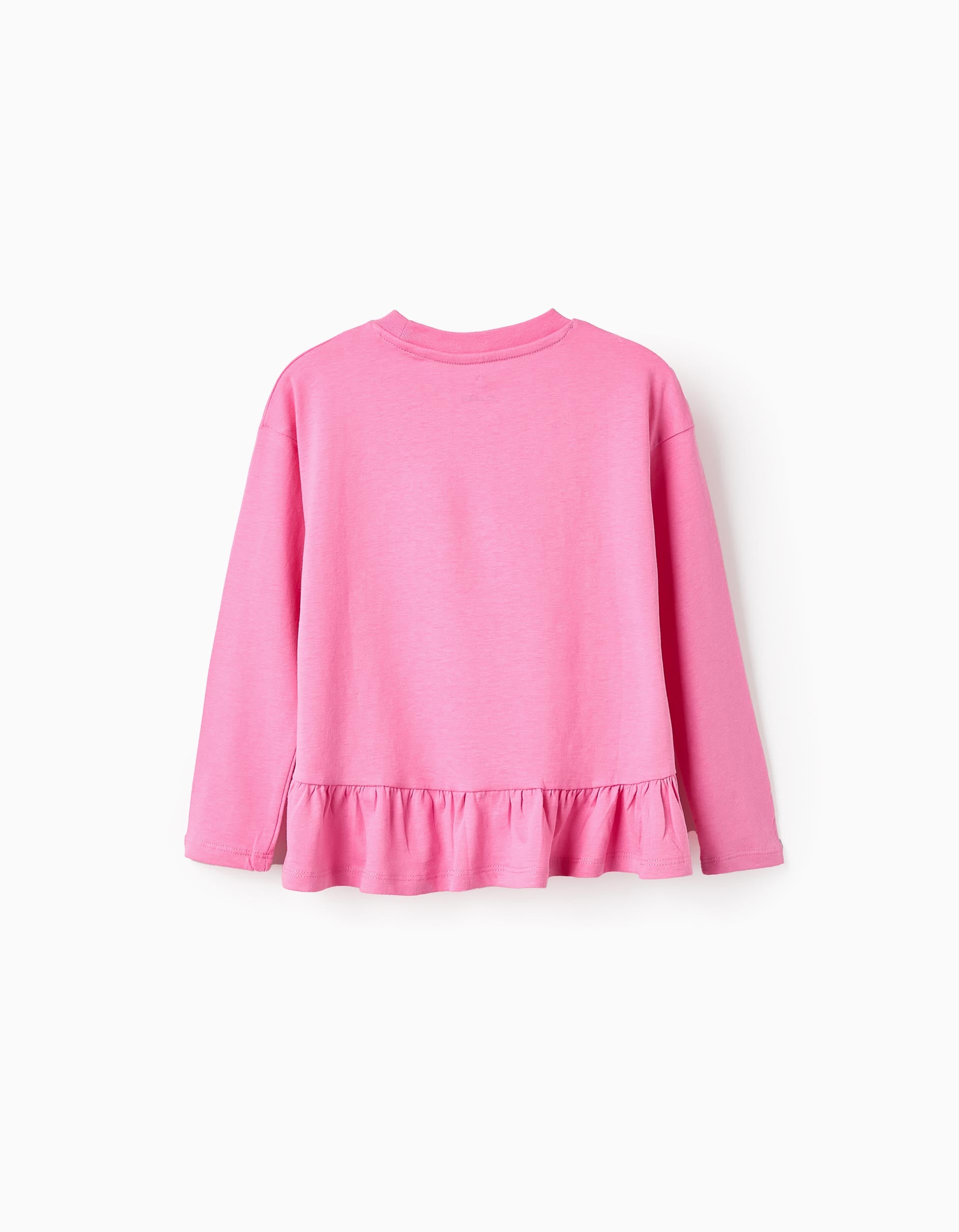 Camiseta de Algodón con Volantes para Niña, Rosa