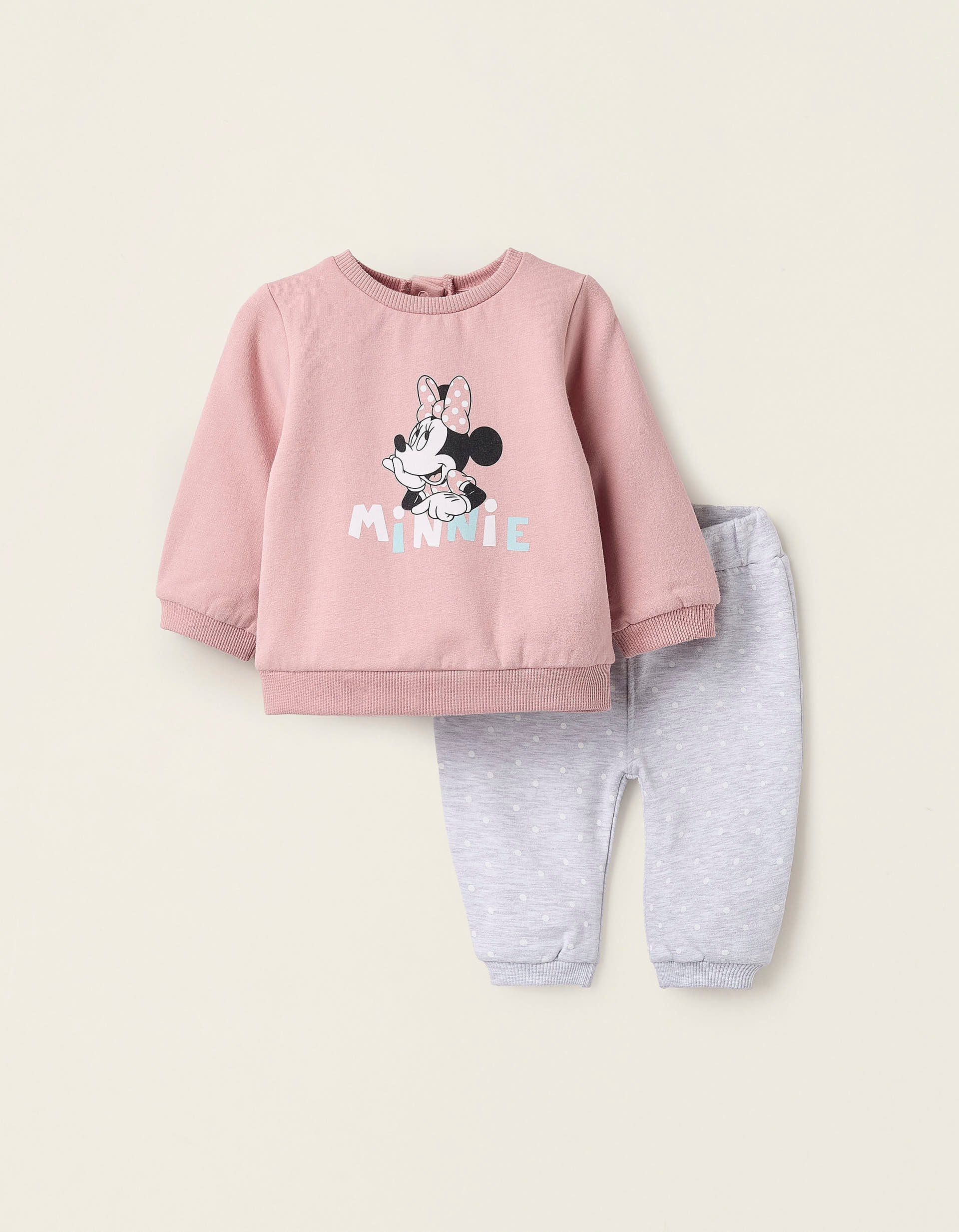 Sweat + Jogpant pour Nouveau-née 'Minnie', Rose/Gris