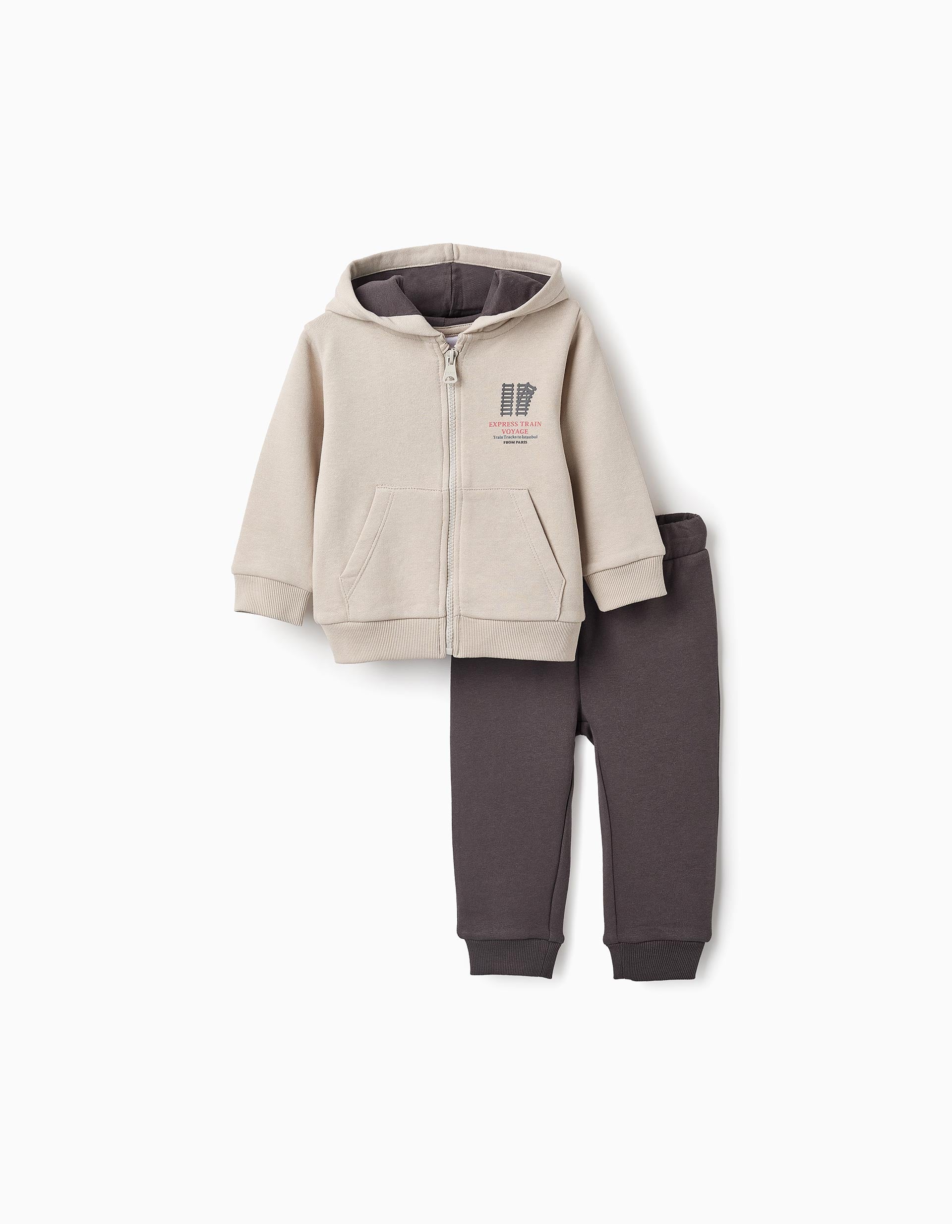 Chándal para Bebé Niño 'Express Train', Beige/Gris Oscuro