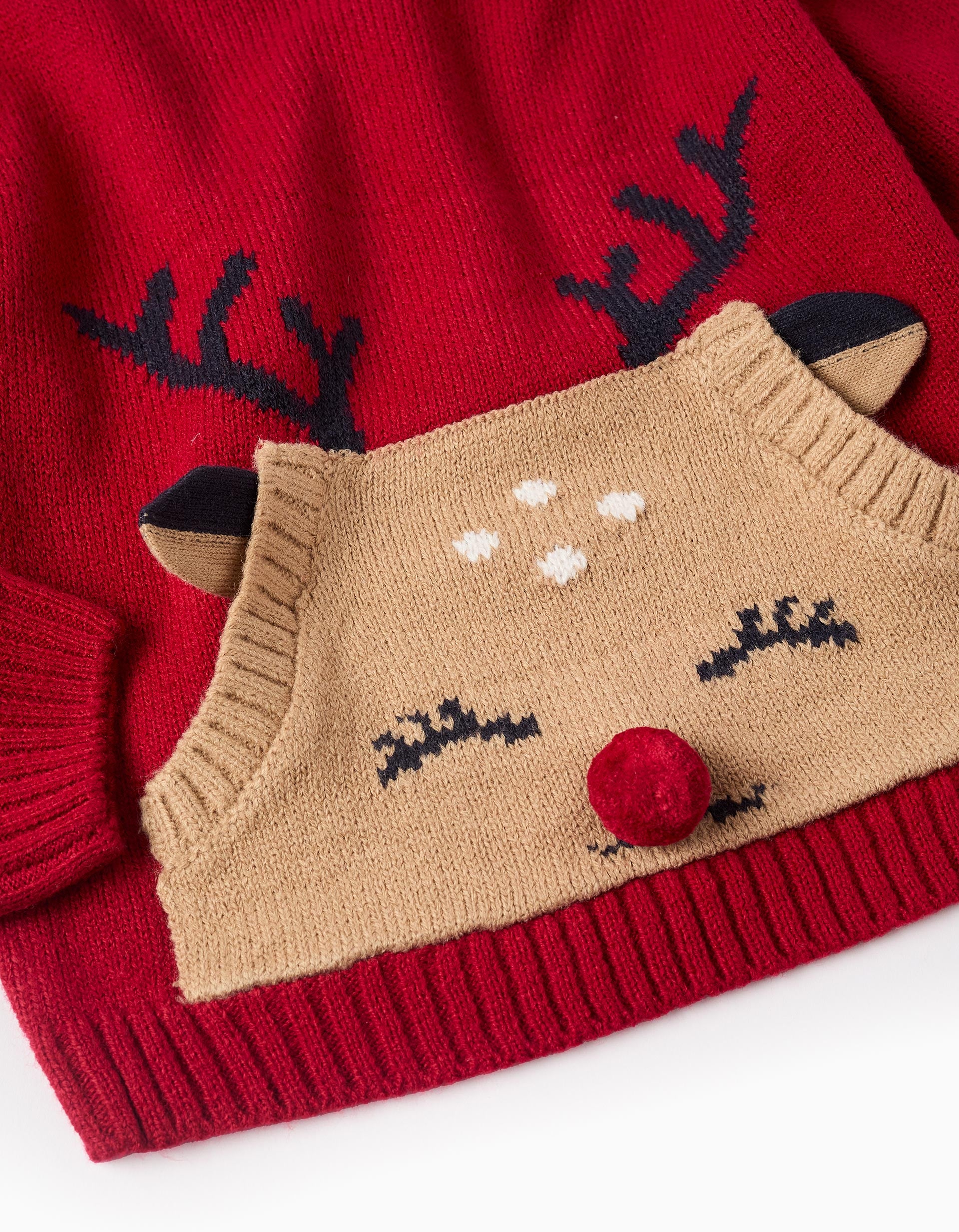 Jumper with Pompom for Girls 'Reindeer', Red