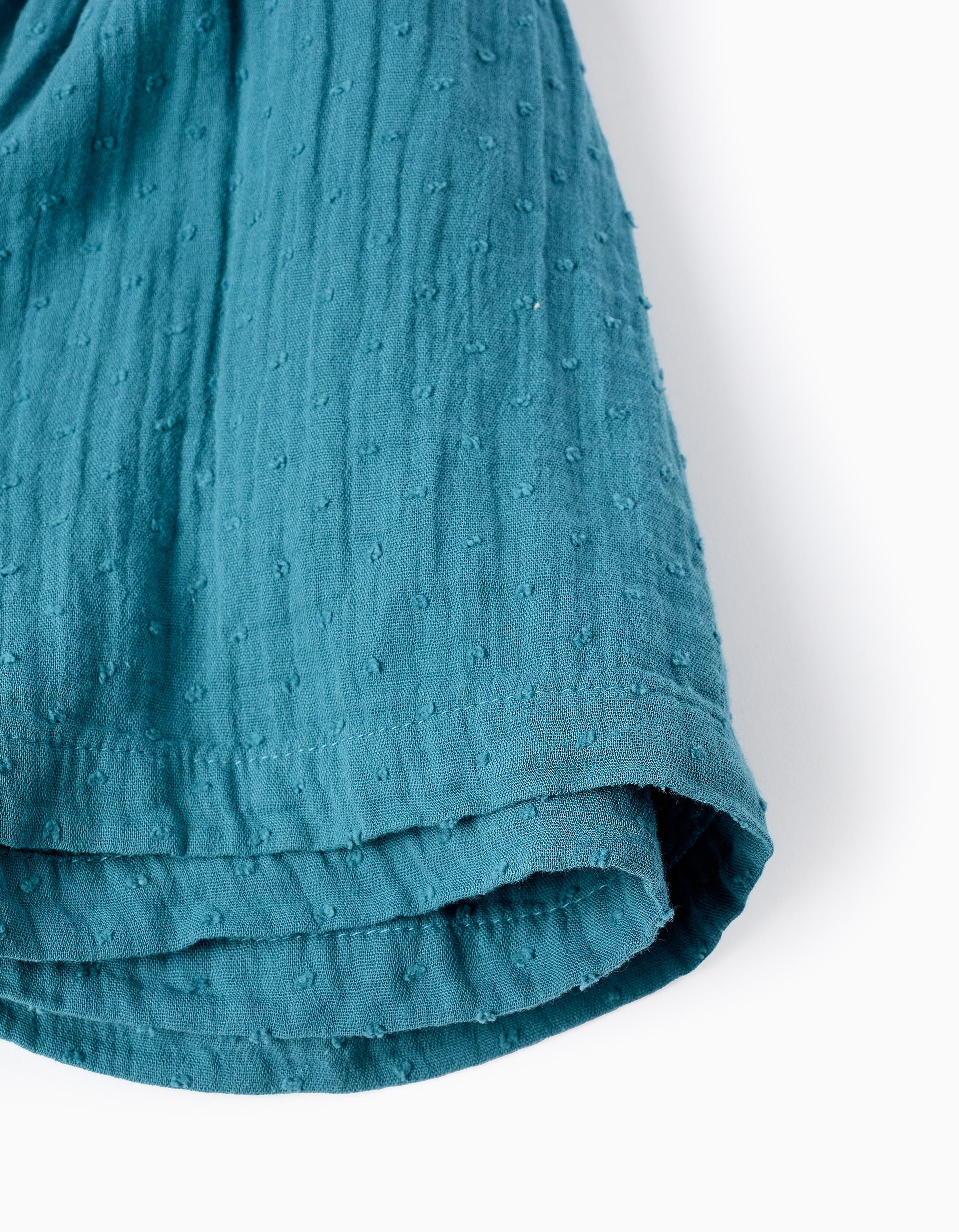 Robe en Coton Mousseline pour Fille, Turquoise