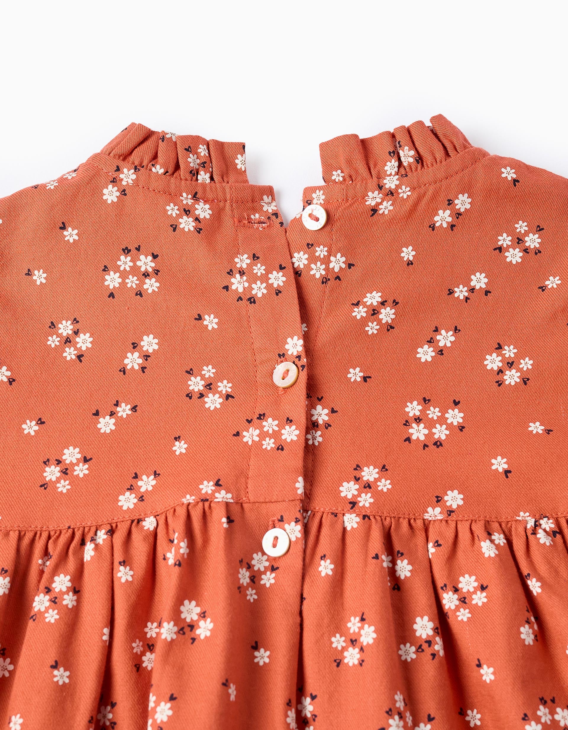 Vestido de Algodão Floral para Menina, Laranja