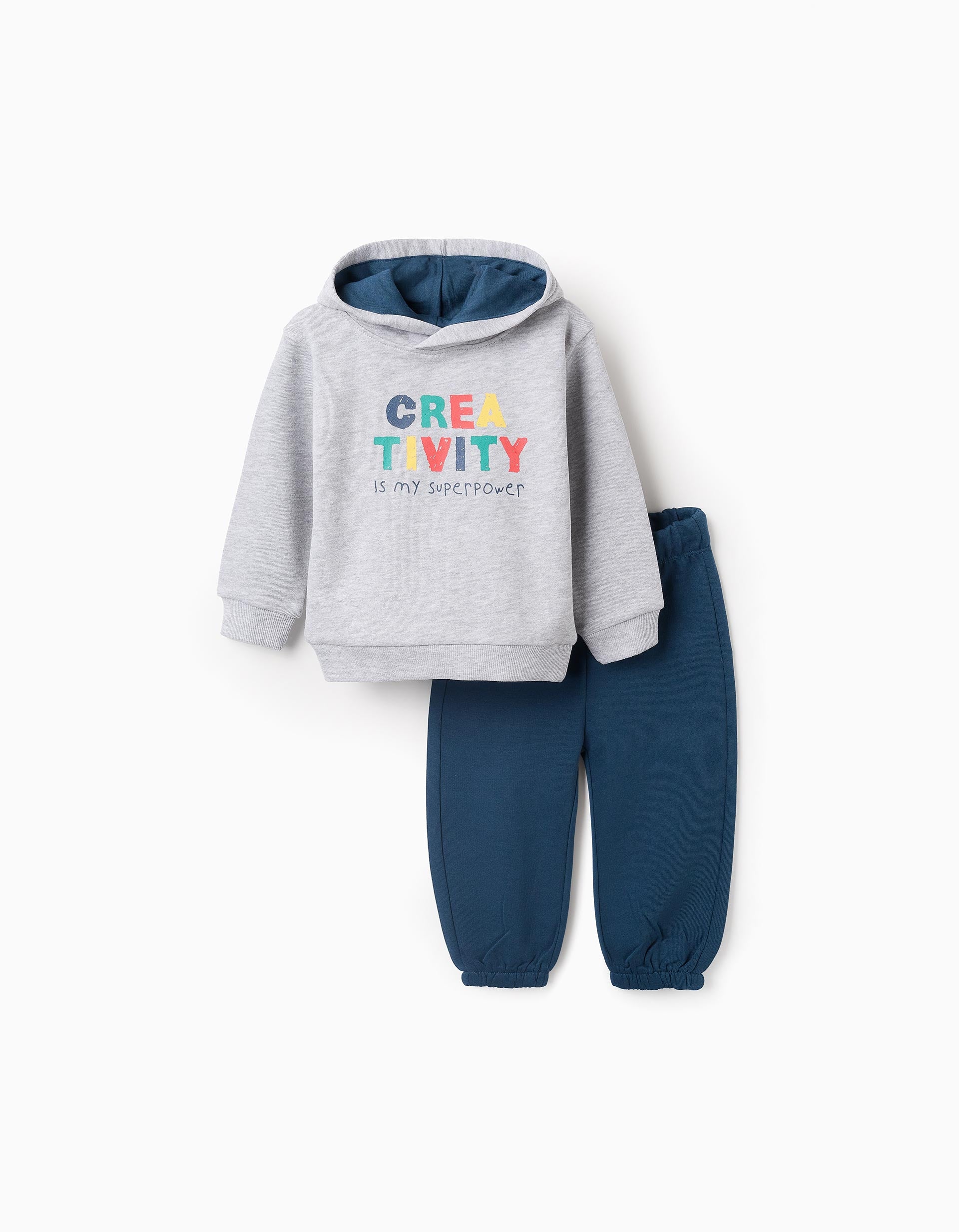 Sudadera + Pantalón Perchados para Bebé Niño 'Creativity', Gris/Turquesa